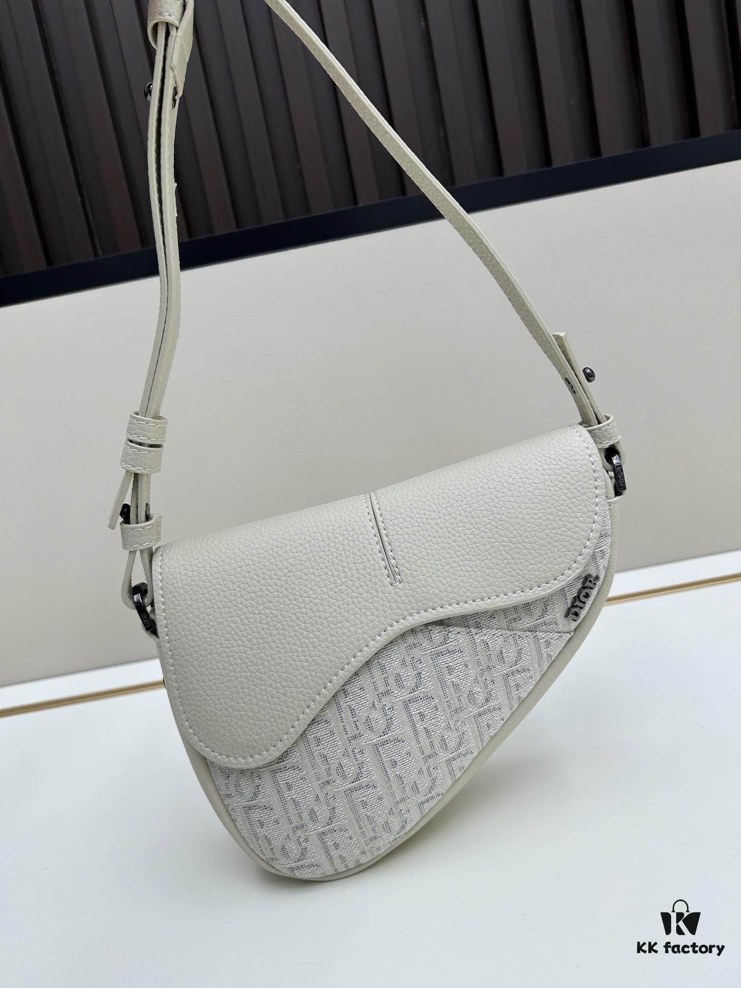 Saddle Bag Reimagined with Modern Structure in Beige and Black Oblique Print