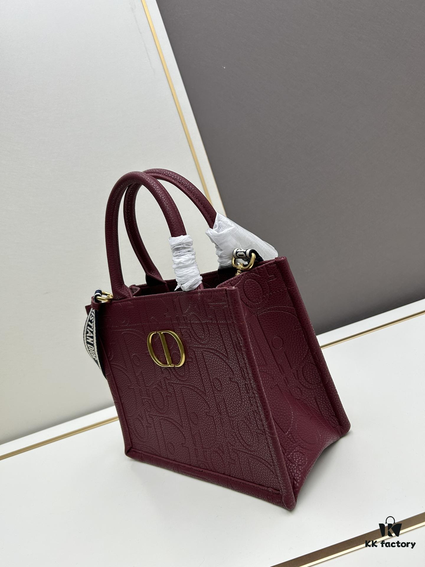 Dior High-Quality New Arrival Fall/Winter Small Book Tote Bag, Full Leather Embossed Design