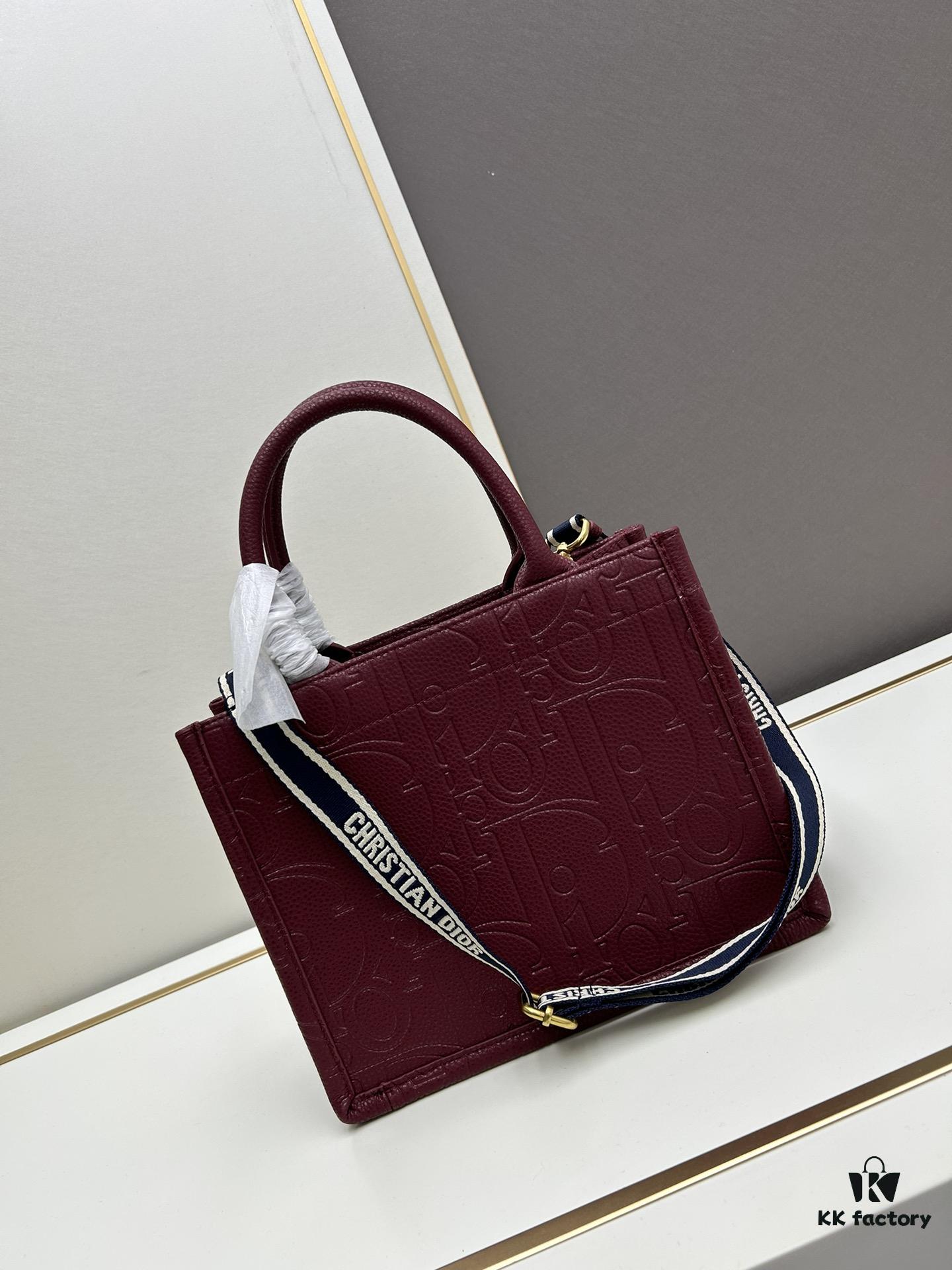 Dior High-Quality New Arrival Fall/Winter Small Book Tote Bag, Full Leather Embossed Design