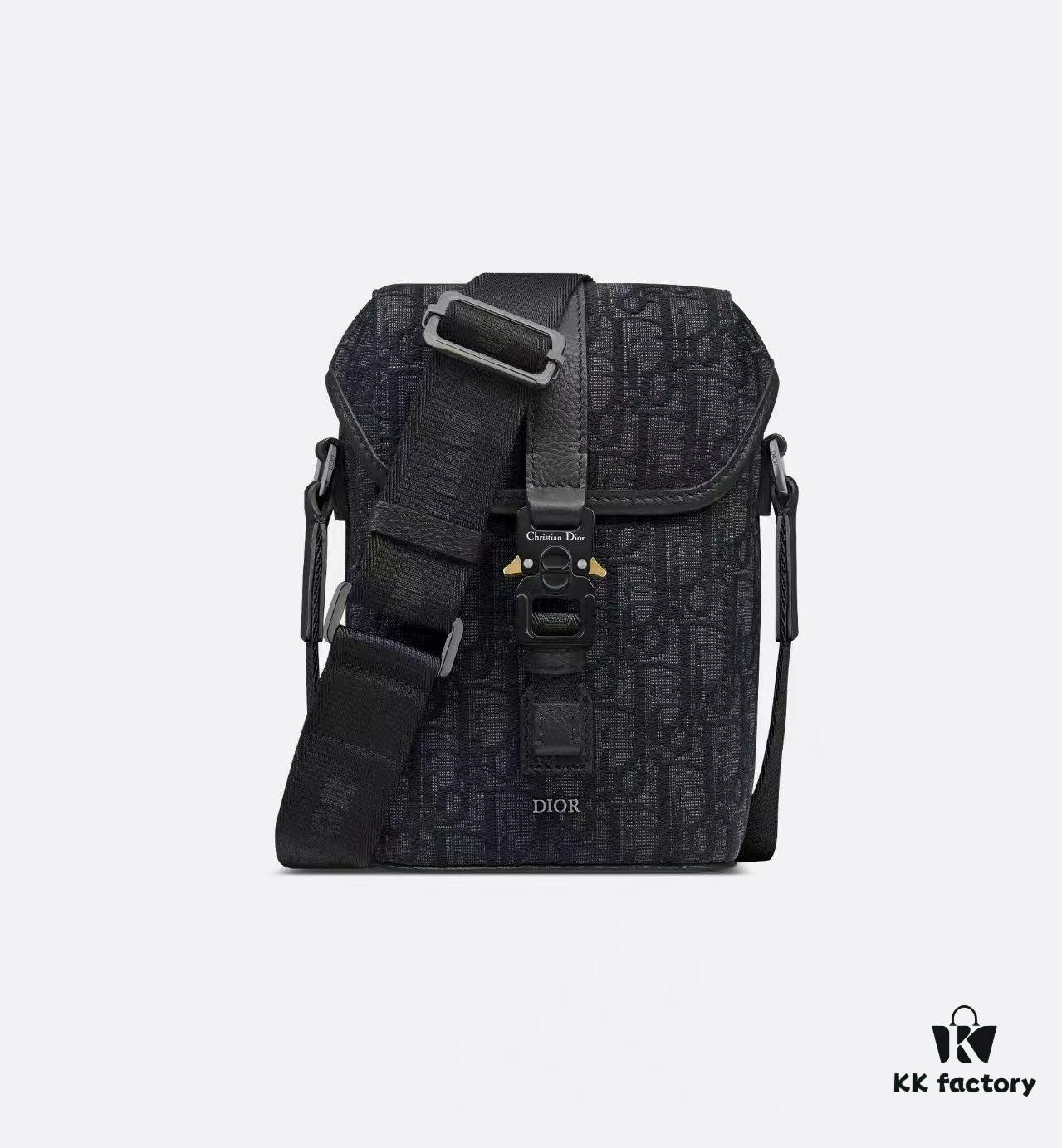 Dior Hit The Road Black Oblique Print Vertical Messenger Bag