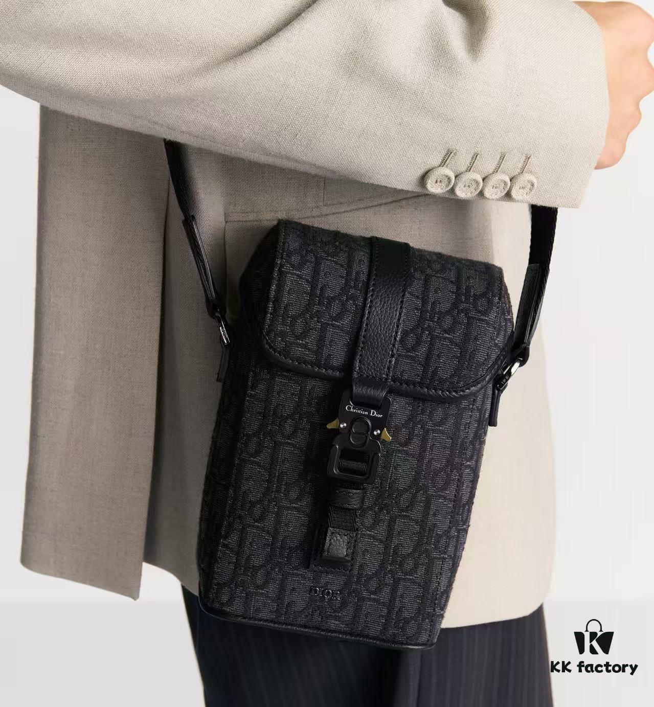 Dior Hit The Road Black Oblique Print Vertical Messenger Bag