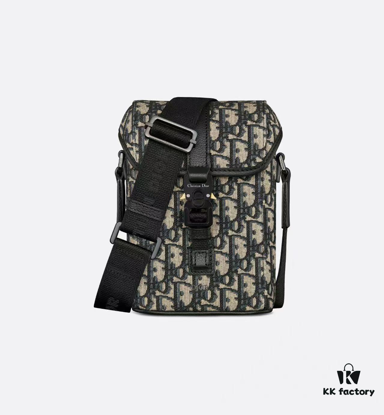 Dior Hit The Road Black Oblique Print Vertical Messenger Bag