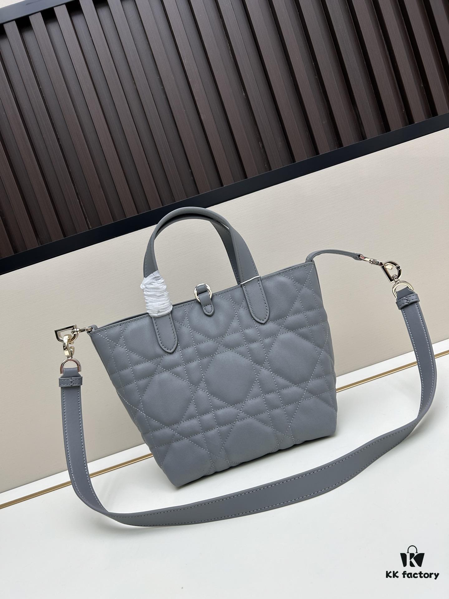 Medium and Small Dior Toujours Vertical Leather Handbag in Raspberry Beige with Cannage Stitching