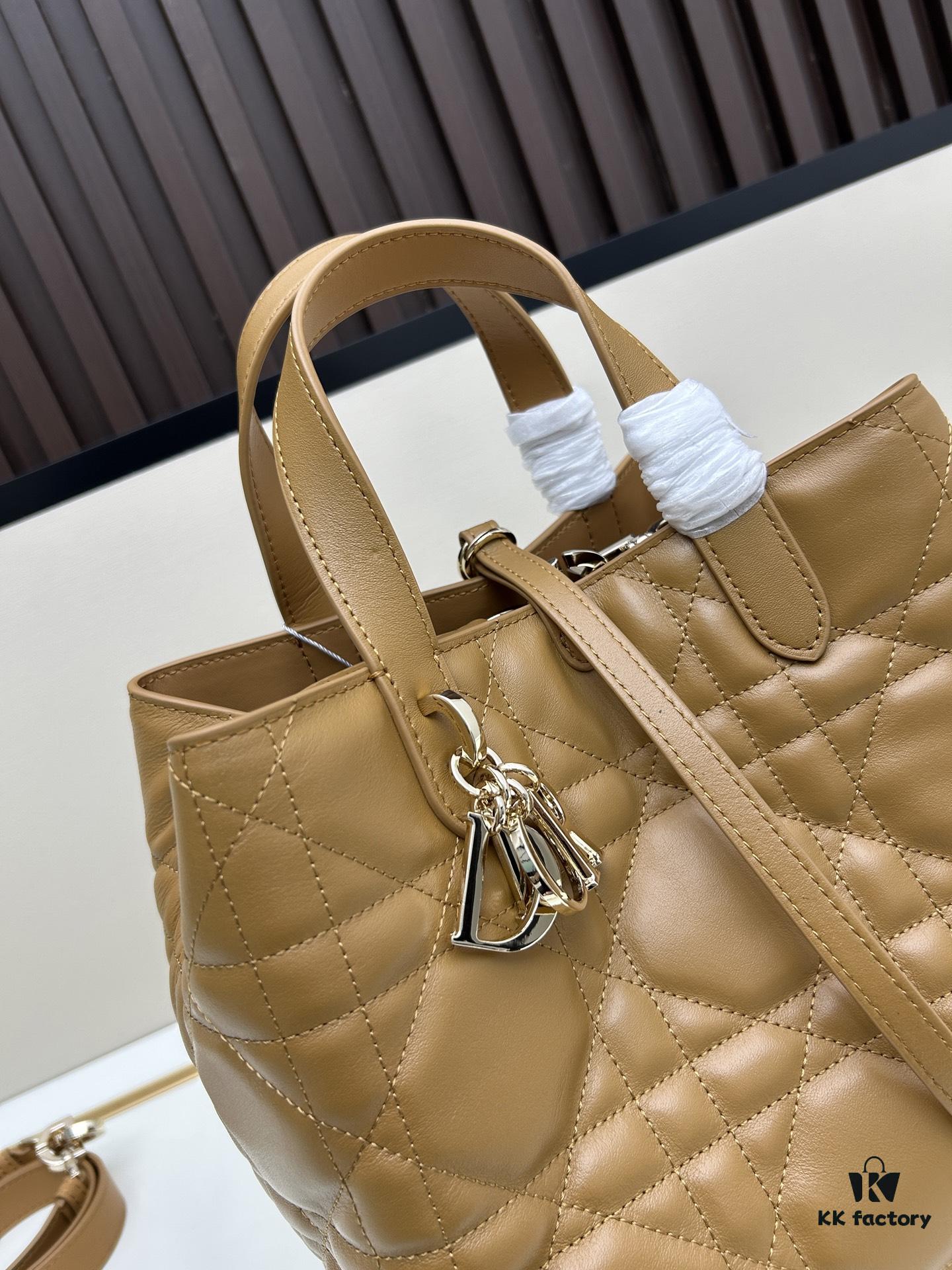 Medium and Small Dior Toujours Vertical Handbag in First-Layer Calfskin with Large Cannage Stitching