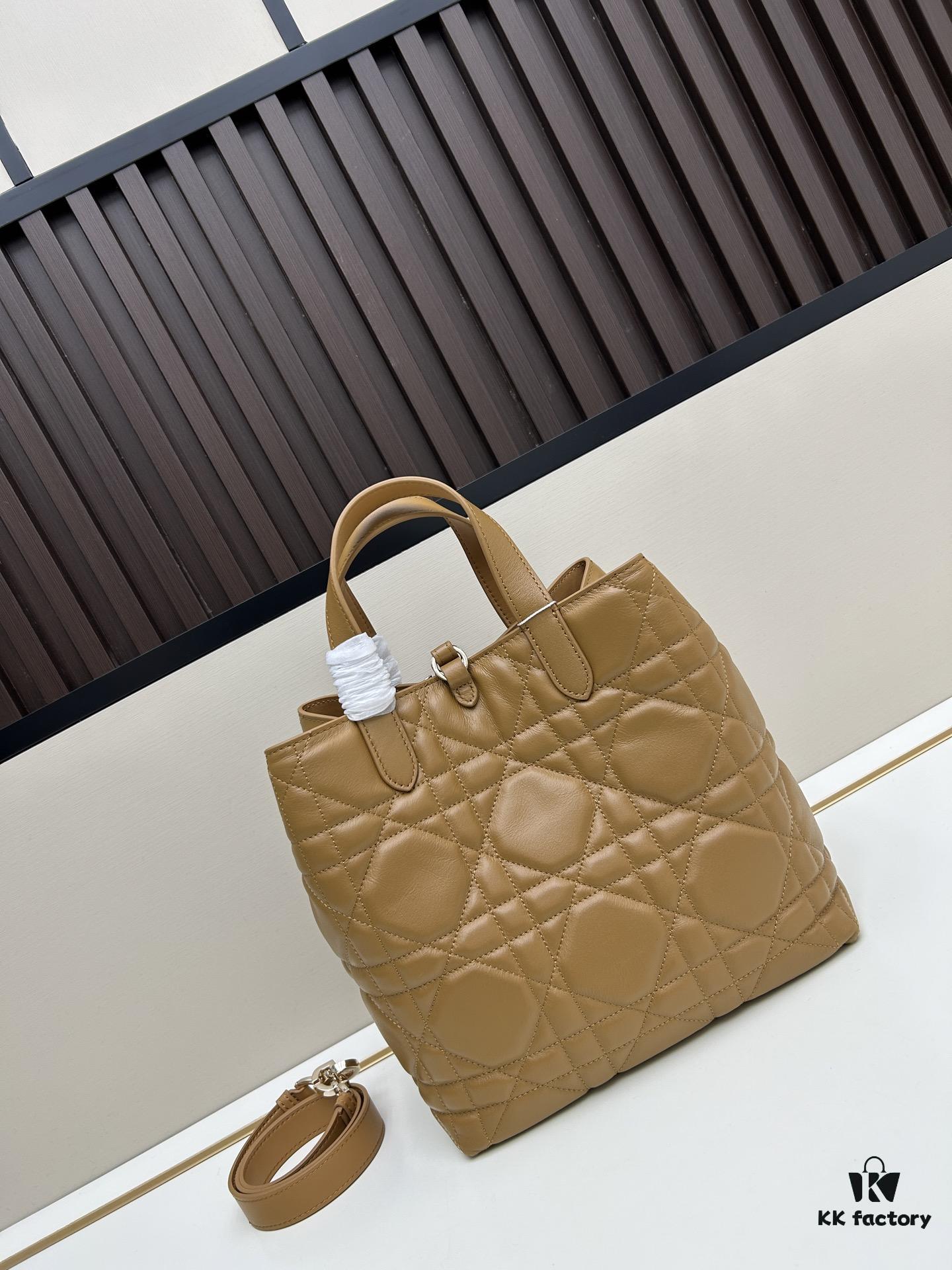 Medium and Small Dior Toujours Vertical Handbag in First-Layer Calfskin with Large Cannage Stitching