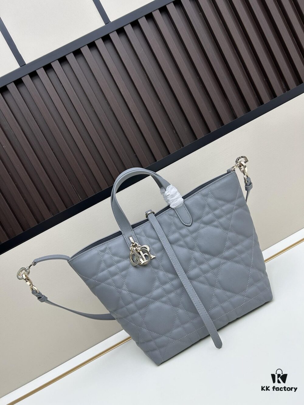 Dior Toujours Medium and Small Vertical Handbag in Claret Beige Calfskin Leather with Cannage Stitching