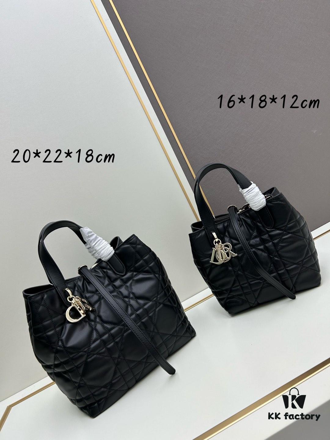 Medium and Small Dior Toujours Vertical Handbag in Carmine Beige Calfskin with Large Quilting