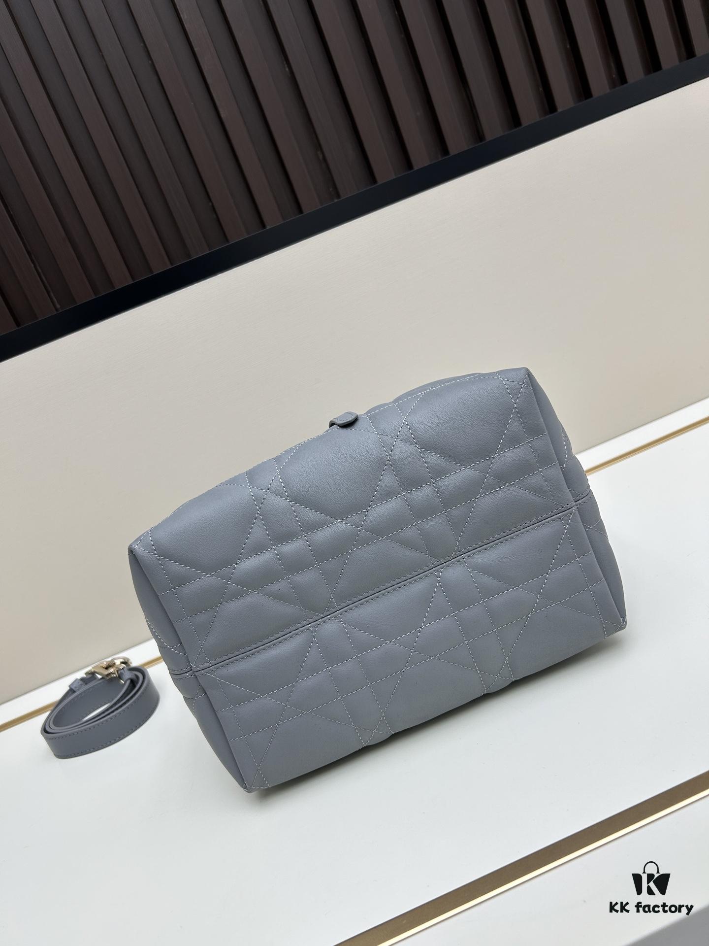 Dior Toujours Medium and Small Vertical Handbag in Claret Beige Calfskin Leather with Cannage Stitching