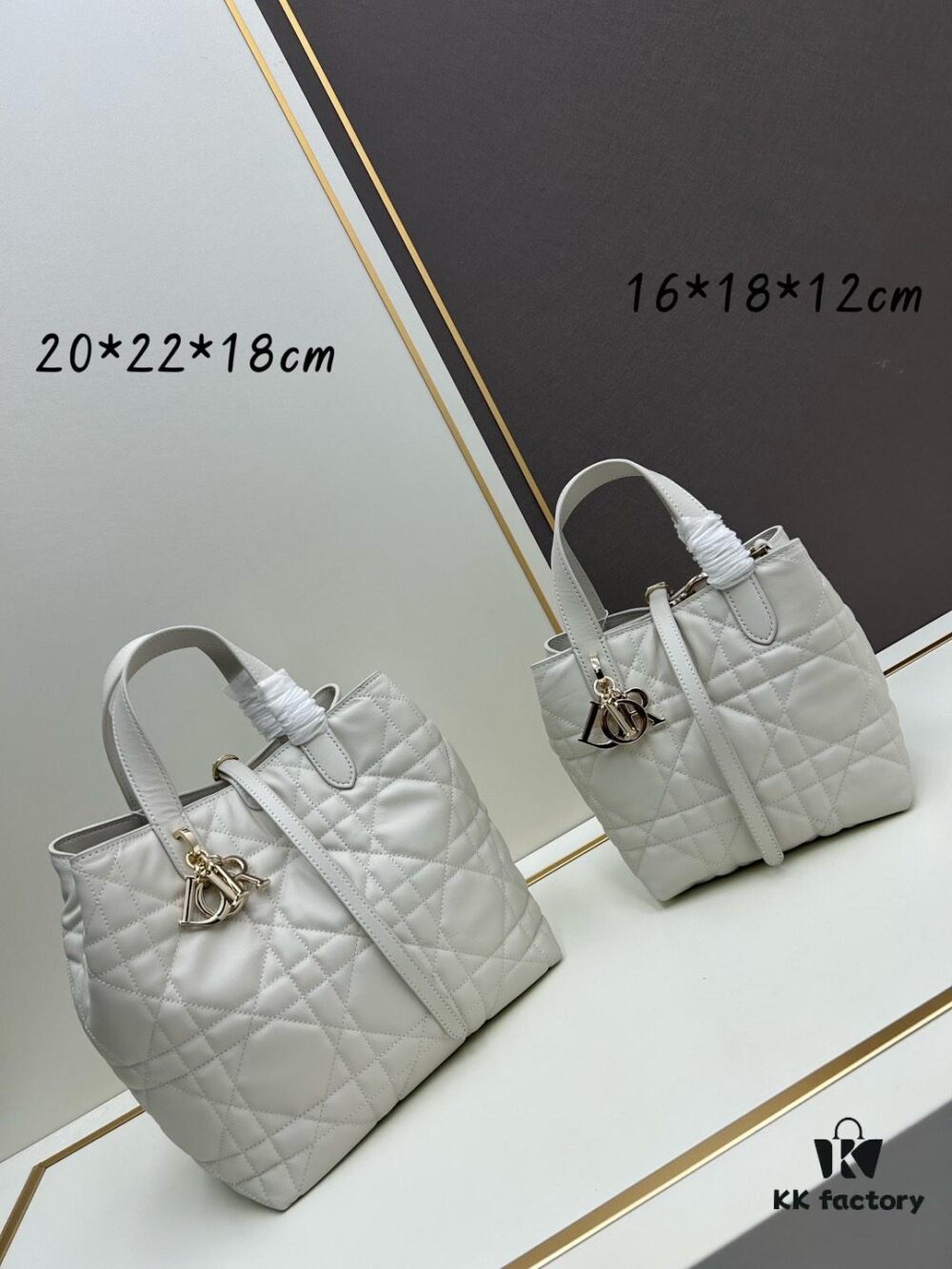 Medium and Small Dior Toujours Vertical Handbag in First-Layer Calfskin with Large Quilting