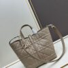 Medium and Small Dior Toujours Vertical Handbag in Soft Raspberry Beige Calfskin with Cannage Stitching