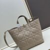 Medium and Small Dior Toujours Vertical Handbag in Soft Raspberry Beige Calfskin with Cannage Stitching