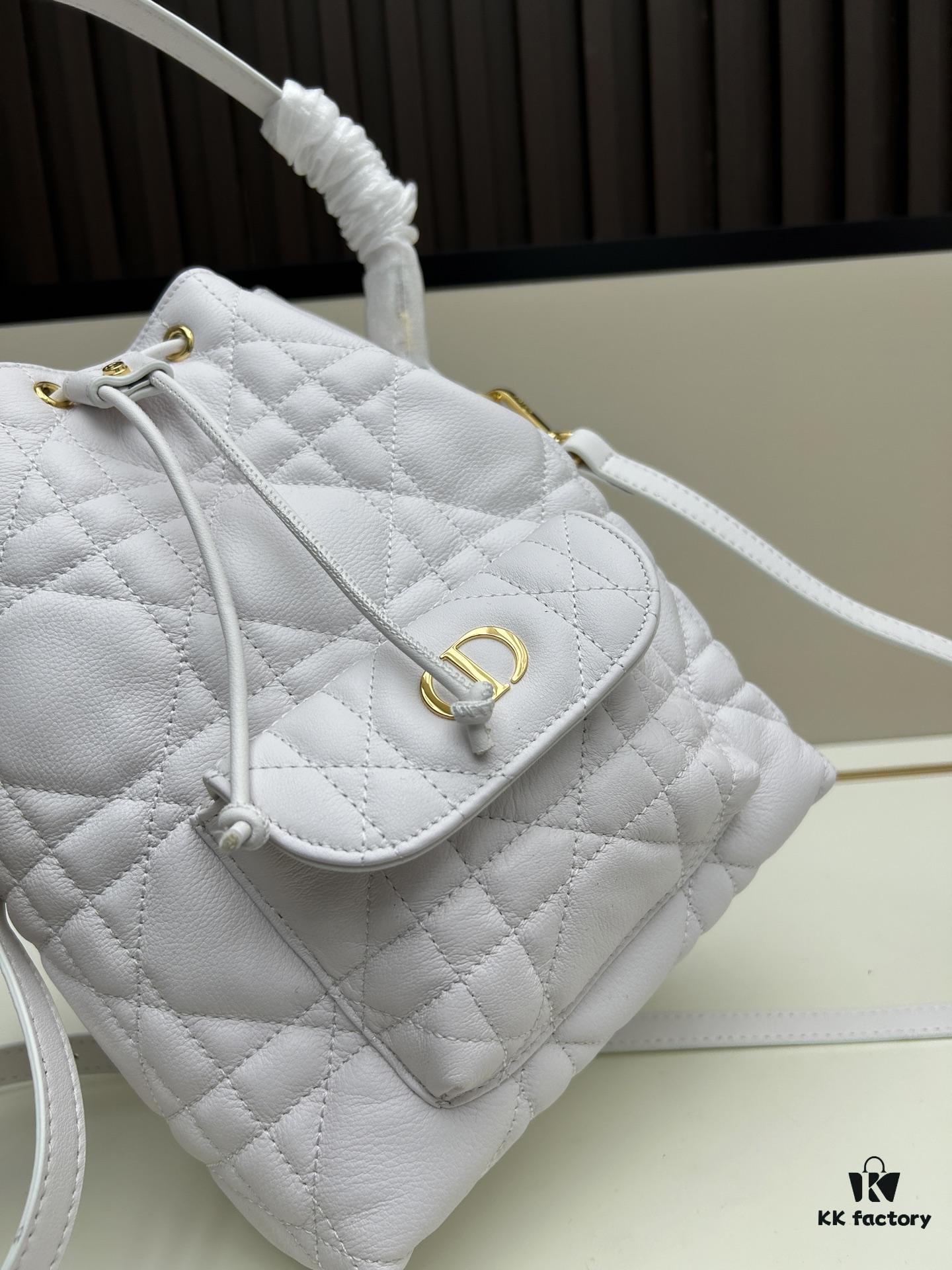 Dior Caro Large Bucket Bag in Black Lambskin