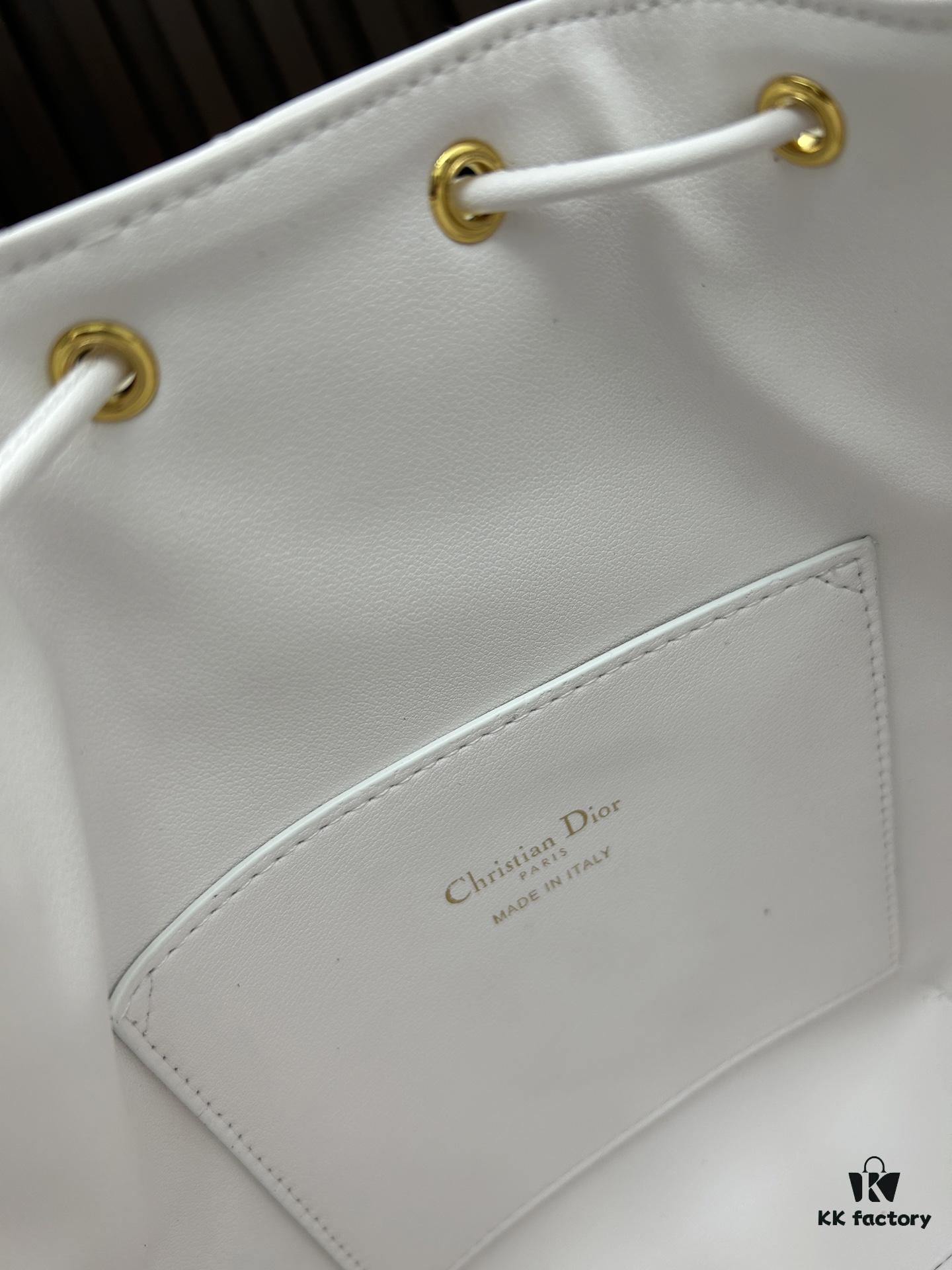 Dior Caro Large Bucket Bag in Black Lambskin