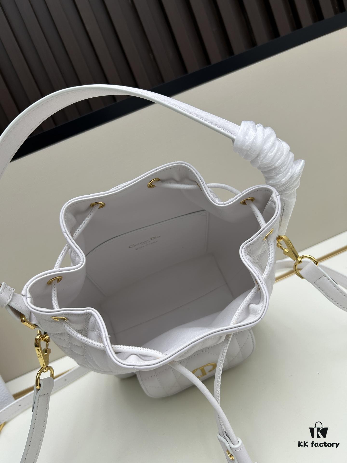 Dior Caro Large Bucket Bag in Black Lambskin