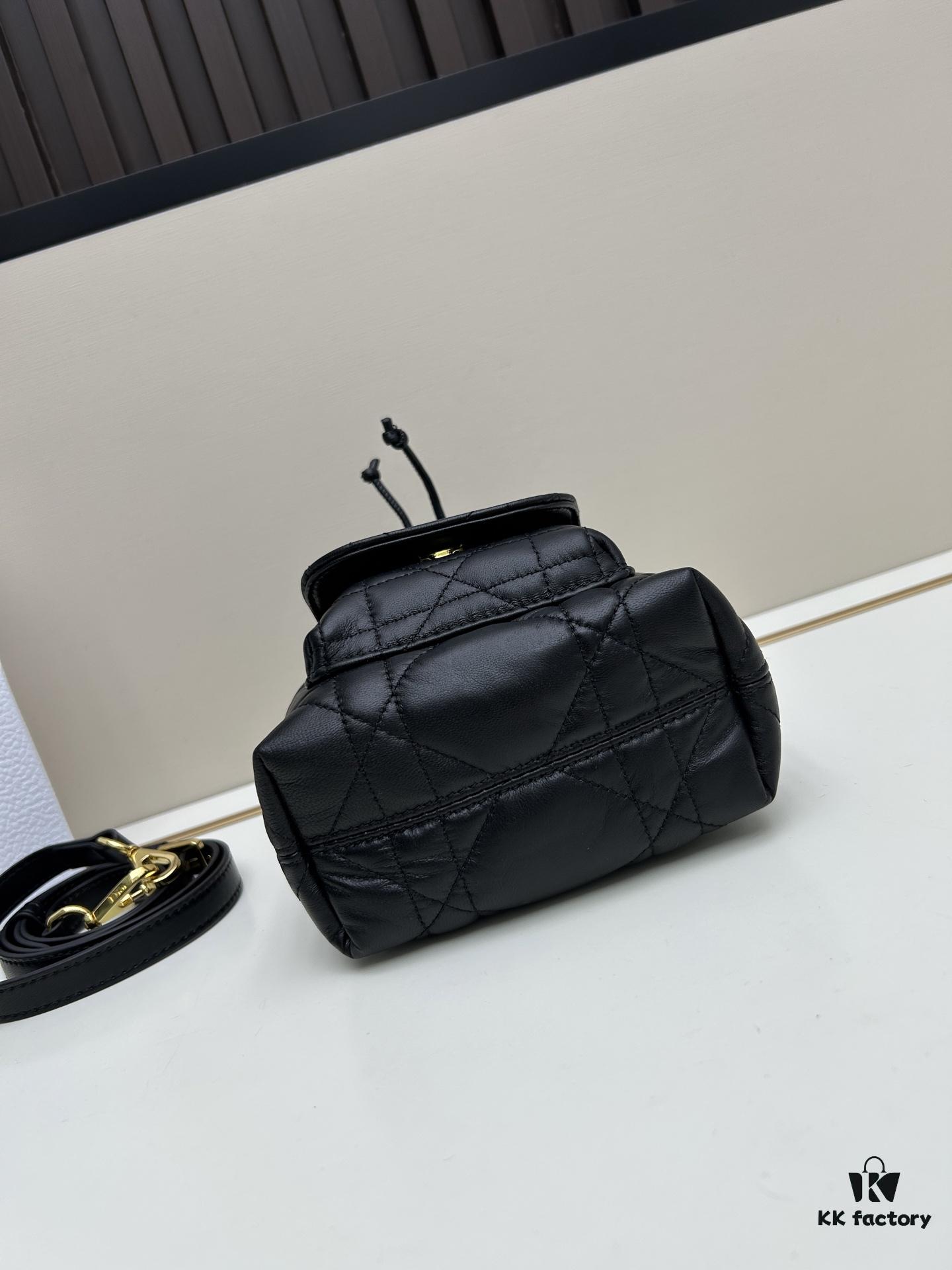 Dior Caro Small Bucket Bag in Black Lambskin from the 2025 Fall Ready-to-Wear Collection