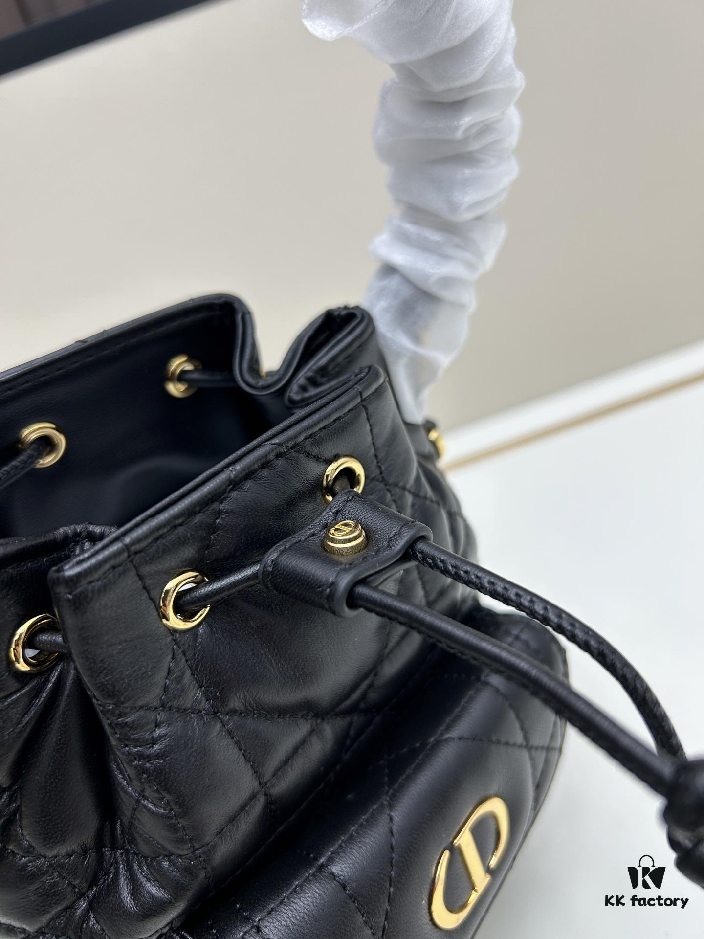 Dior Caro Small Bucket Bag in Black Lambskin from the 2025 Fall Ready-to-Wear Collection