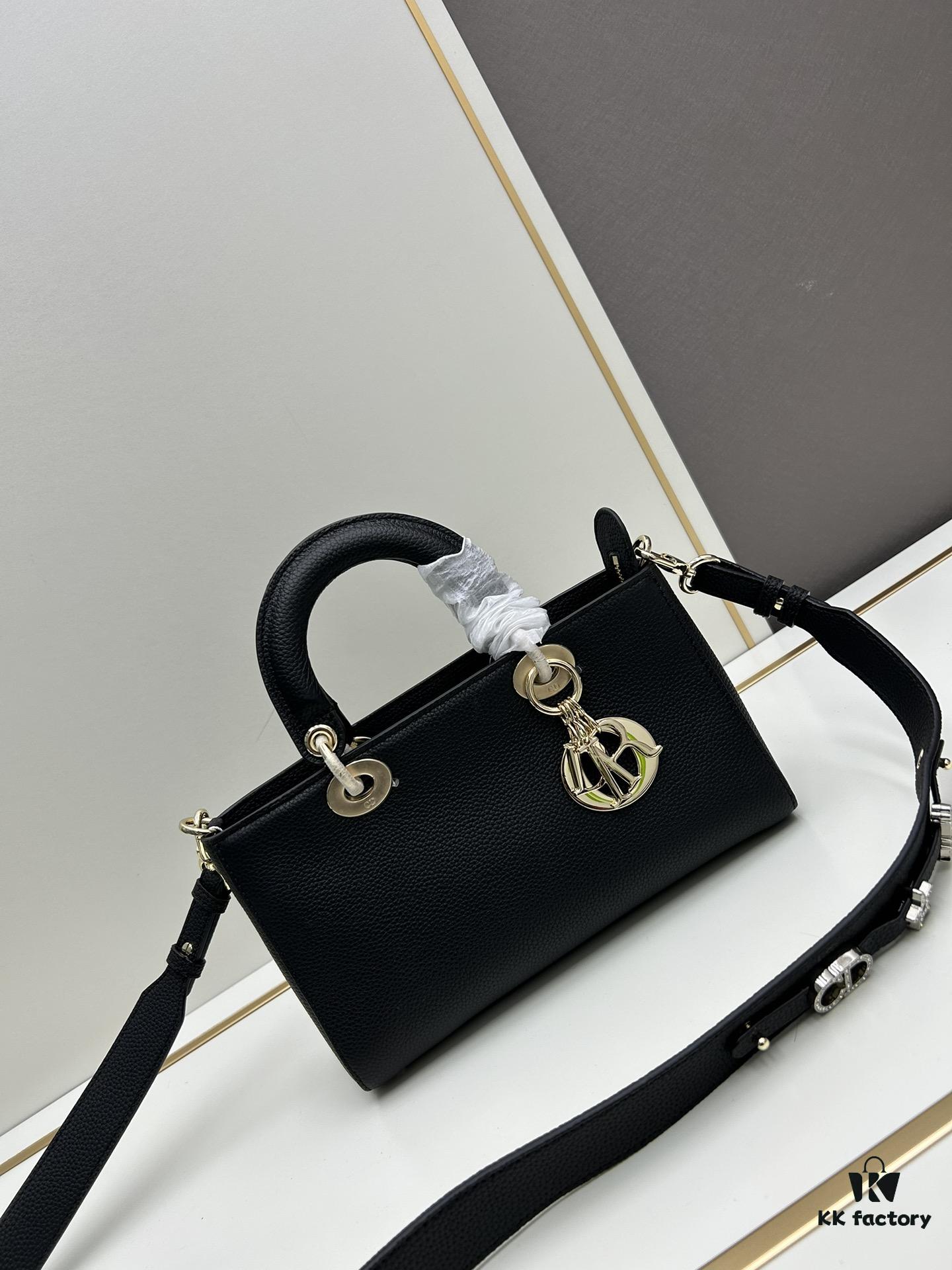 Lady D-Sire My ABCDior Large and Small Handbag in Blush Beige Crushed Grain Calfskin Leather