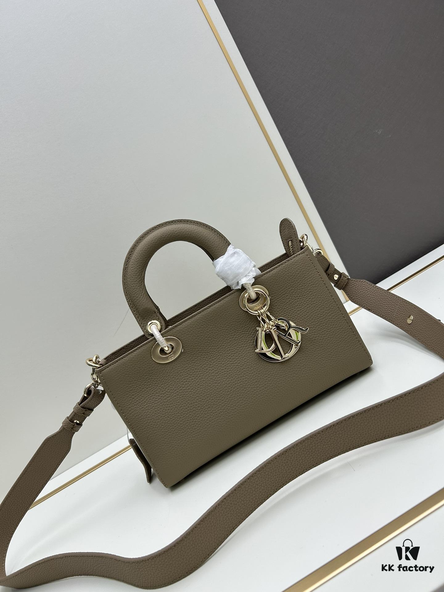 Lady D-Sire My ABCDior Large and Small Handbag in Blush Beige Crushed Grain Calfskin Leather