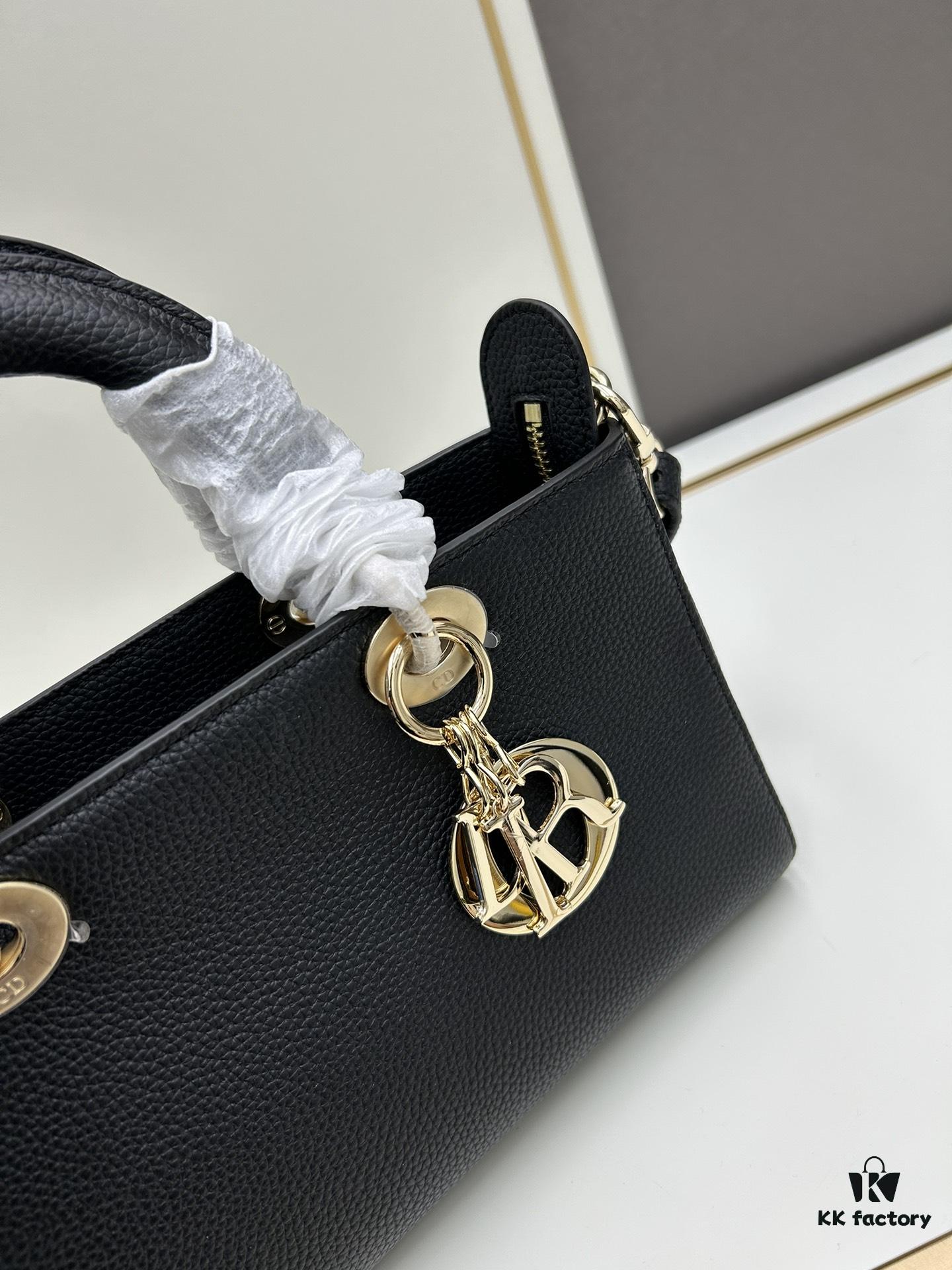 Large and Small Lady D-Sire My Abcdior Handbag in Blush Beige Crocodile-Embossed Calfskin Leather