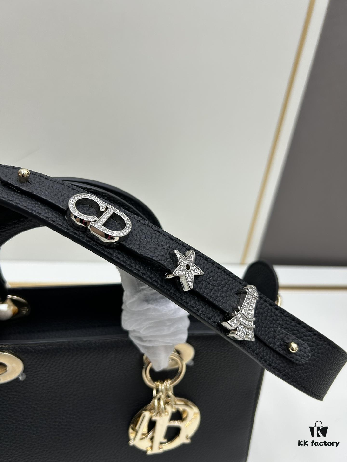 Large and Small Lady D-Sire My Abcdior Handbag in Blush Beige Crocodile-Embossed Calfskin Leather