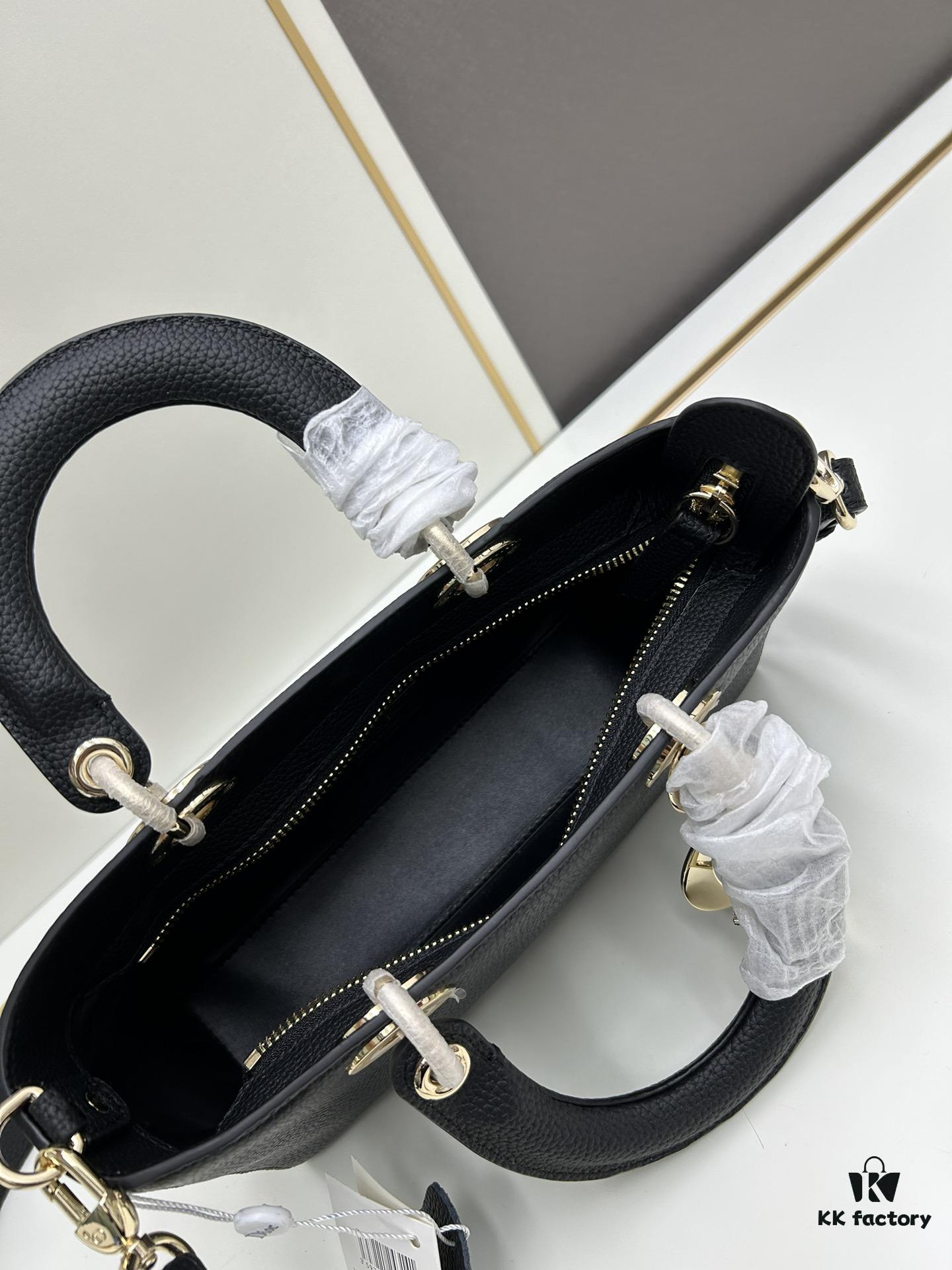 Large and Small Lady D-Sire My Abcdior Handbag in Blush Beige Crocodile-Embossed Calfskin Leather