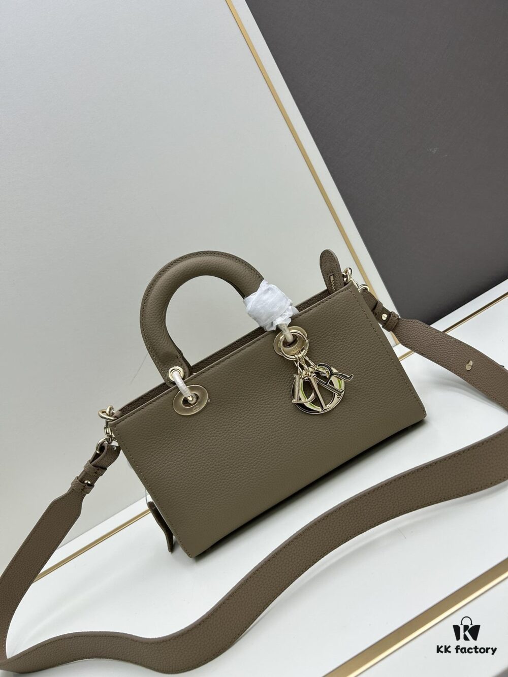 Large and Small Lady D-Sire My ABCDior Handbag in Blush Beige Calfskin with Crocodile Texture