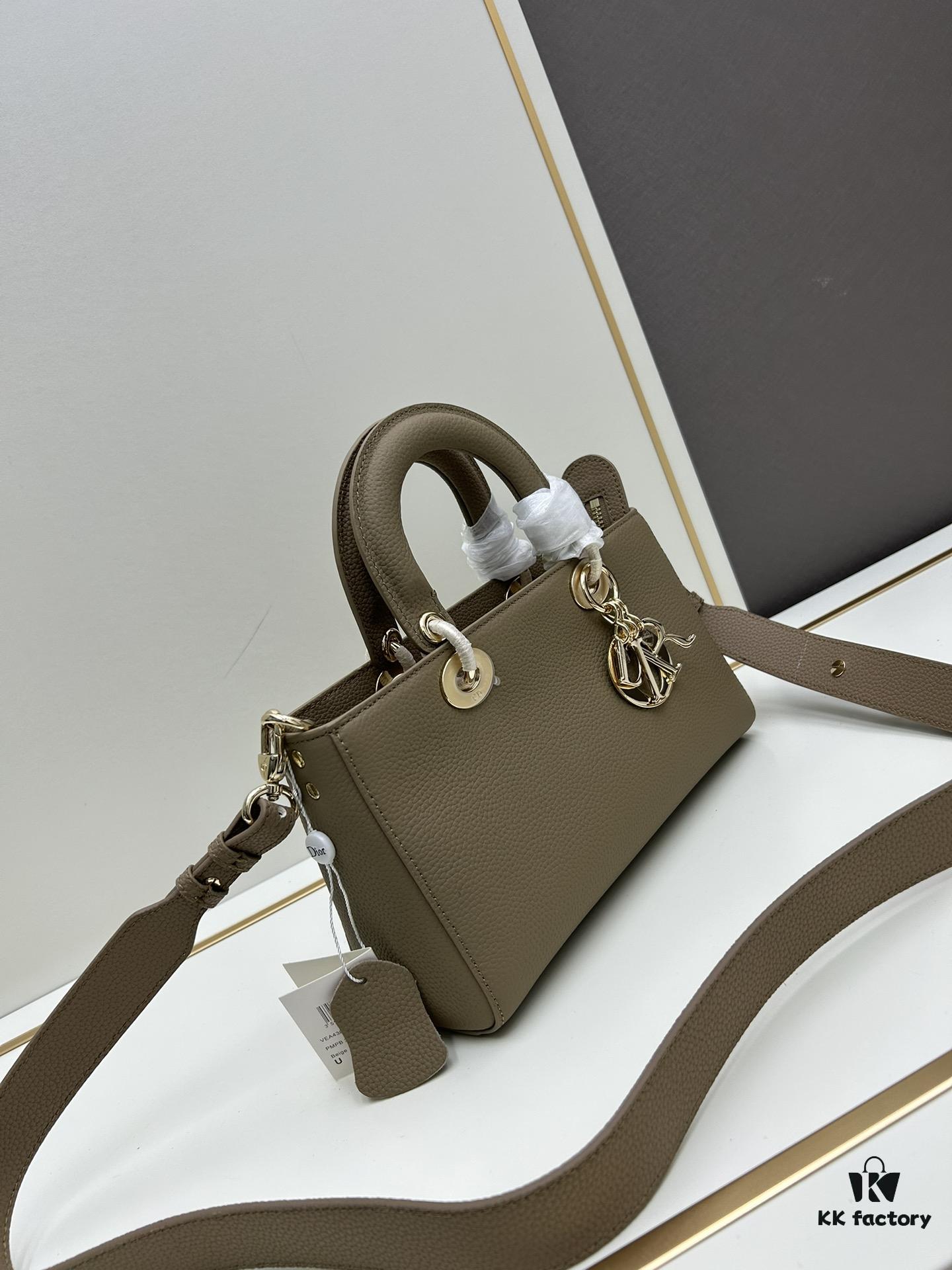 Large and Small Lady D-Sire My ABCDior Handbag in Blush Beige Calfskin with Crocodile Texture