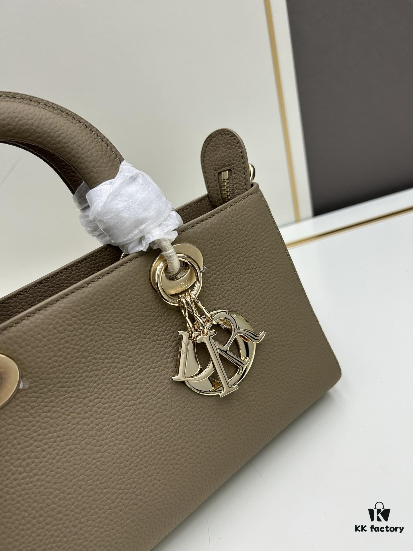 Large and Small Lady D-Sire My ABCDior Handbag in Blush Beige Calfskin with Crocodile Texture