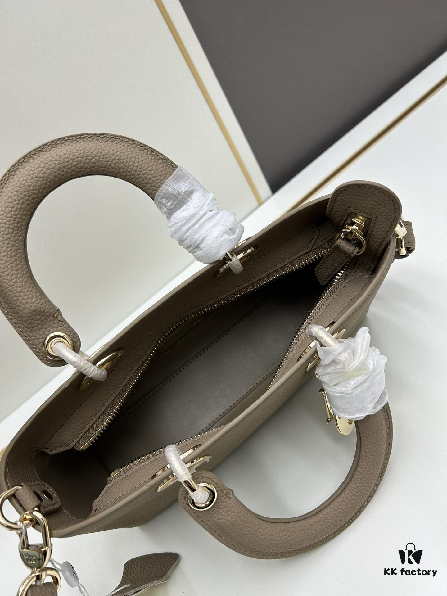 Large and Small Lady D-Sire My ABCDior Handbag in Blush Beige Calfskin with Crocodile Texture