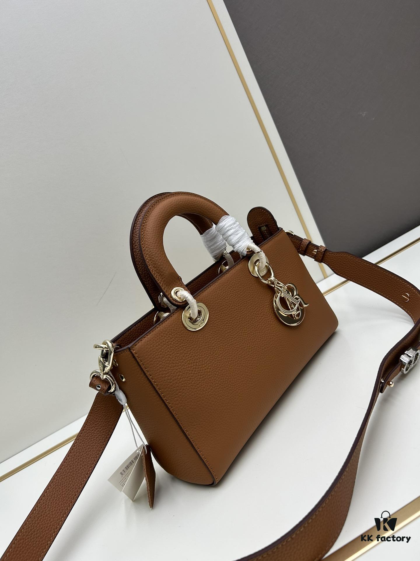 Large and Small Lady D-Sire My Abcdior Handbag in Blush Beige Crocodile-Grain Calfskin Leather