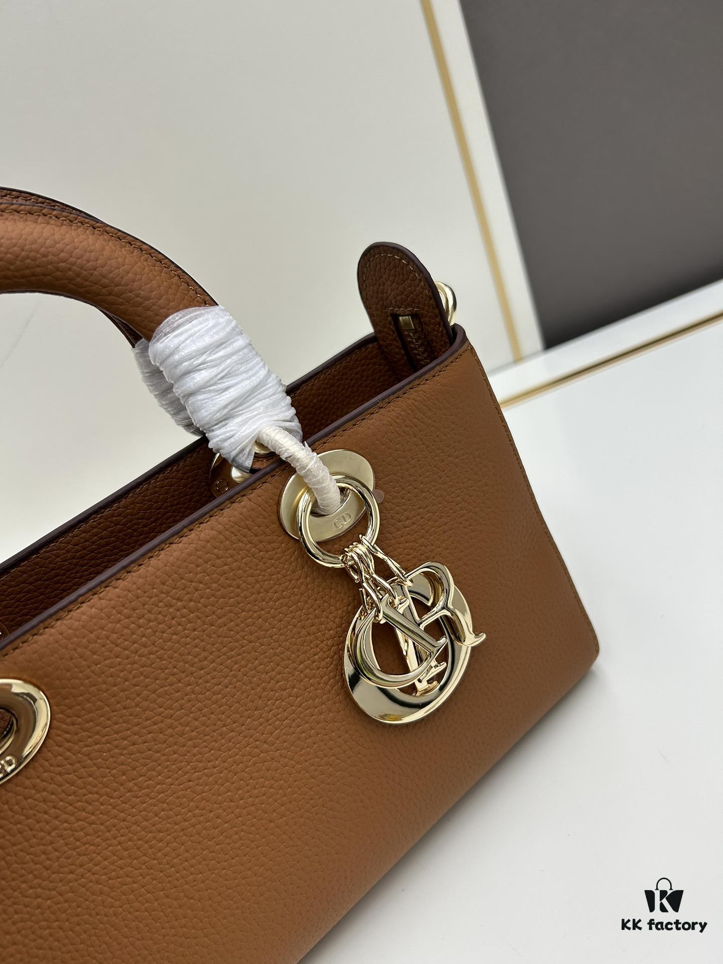 Large and Small Lady D-Sire My Abcdior Handbag in Blush Beige Crocodile-Grain Calfskin Leather