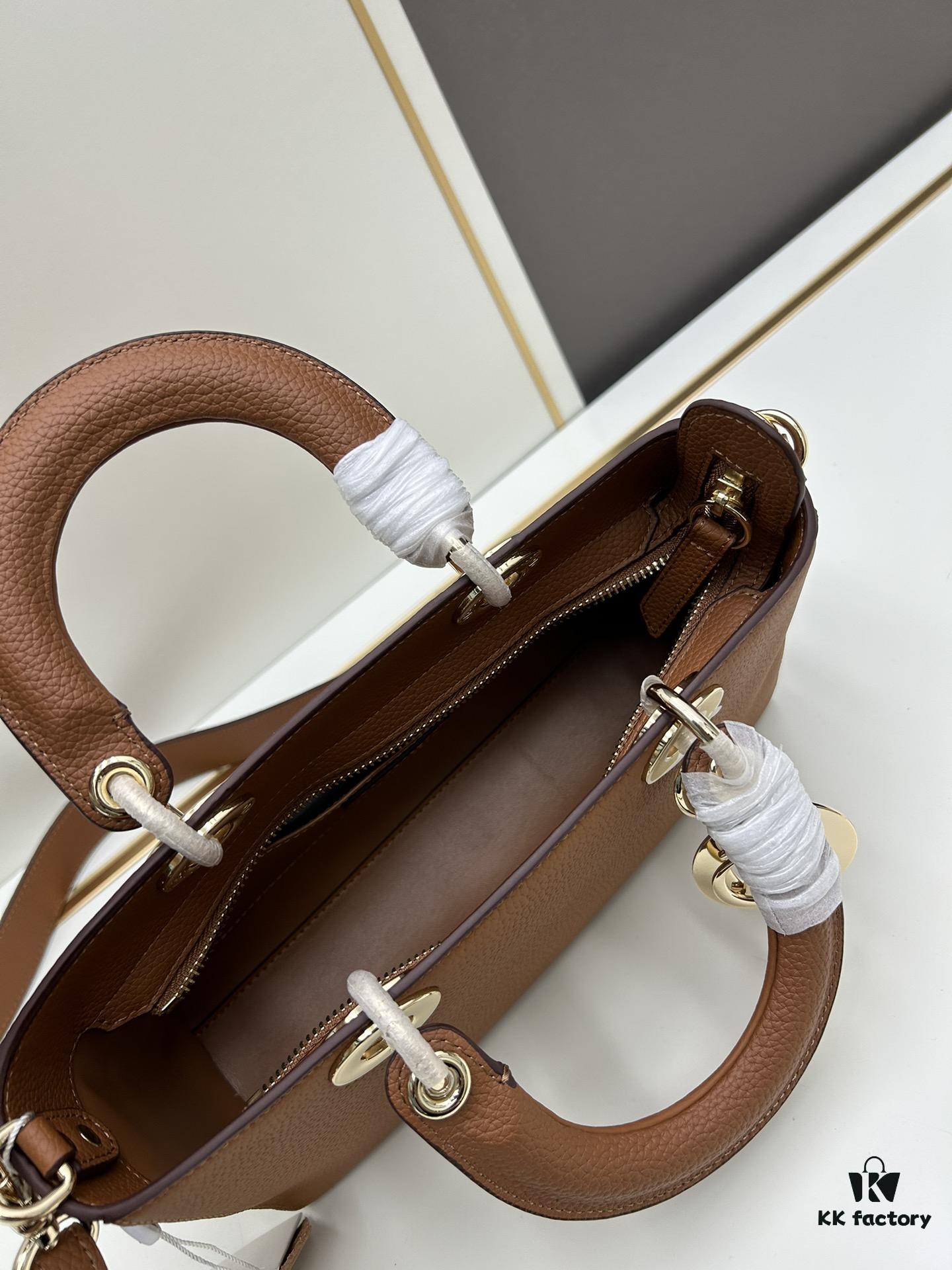 Large and Small Lady D-Sire My Abcdior Handbag in Blush Beige Crocodile-Grain Calfskin Leather