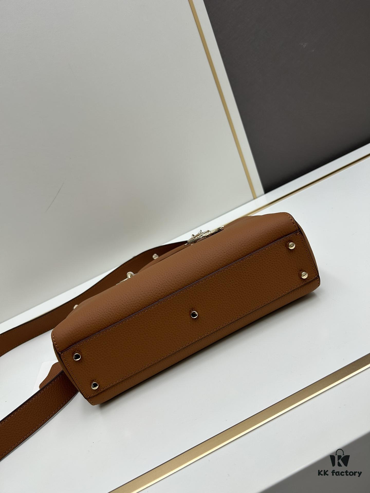 Large and Small Lady D-Sire My Abcdior Handbag in Blush Beige Crocodile-Grain Calfskin Leather