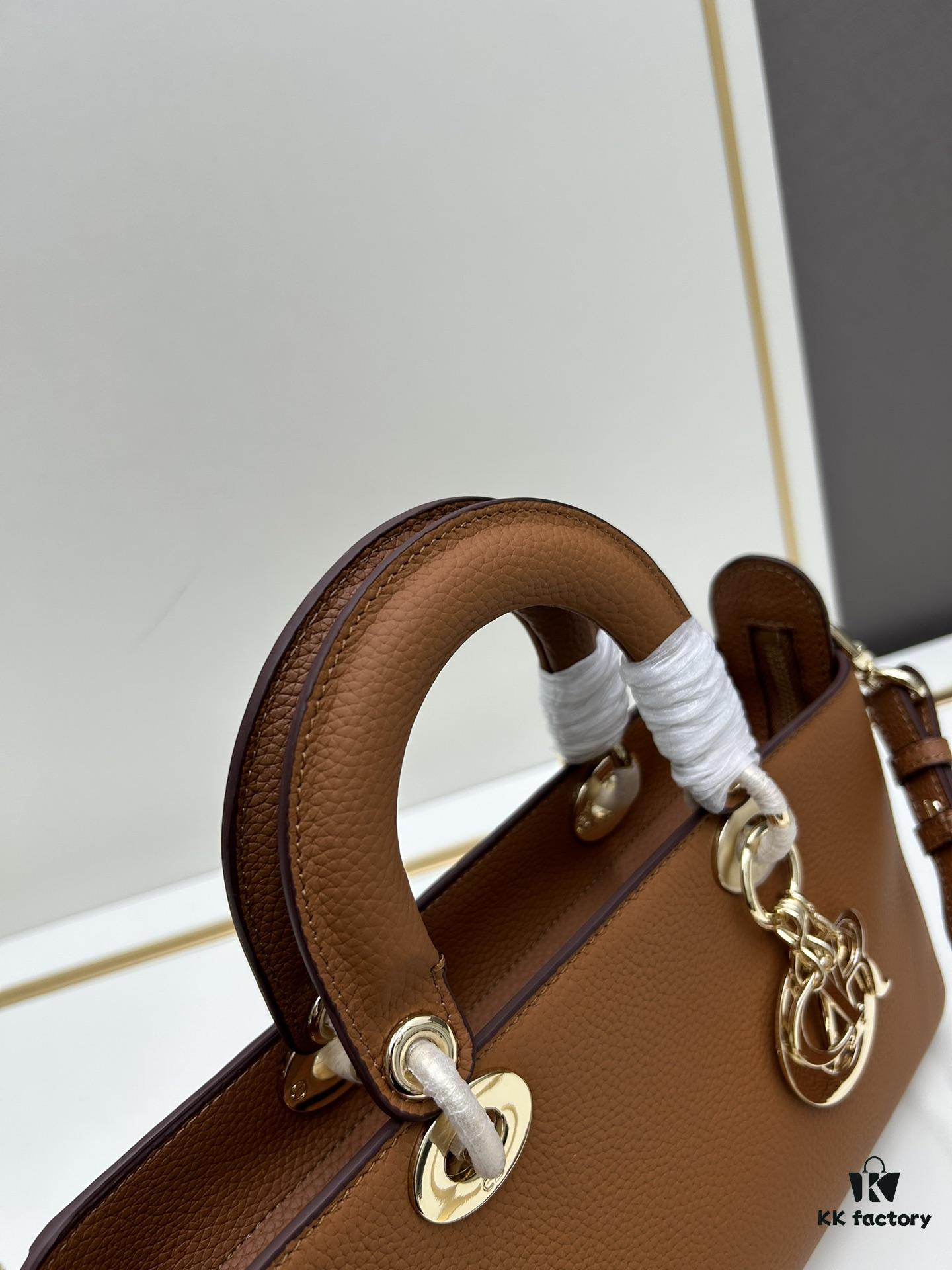 Large and Small Lady D-Sire My Abcdior Handbag in Blush Beige Crocodile-Grain Calfskin Leather