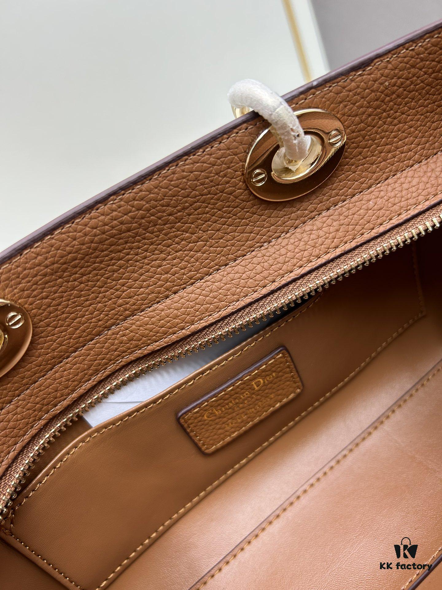 Large and Small Lady D-Sire My Abcdior Handbag in Blush Beige Crocodile-Grain Calfskin Leather