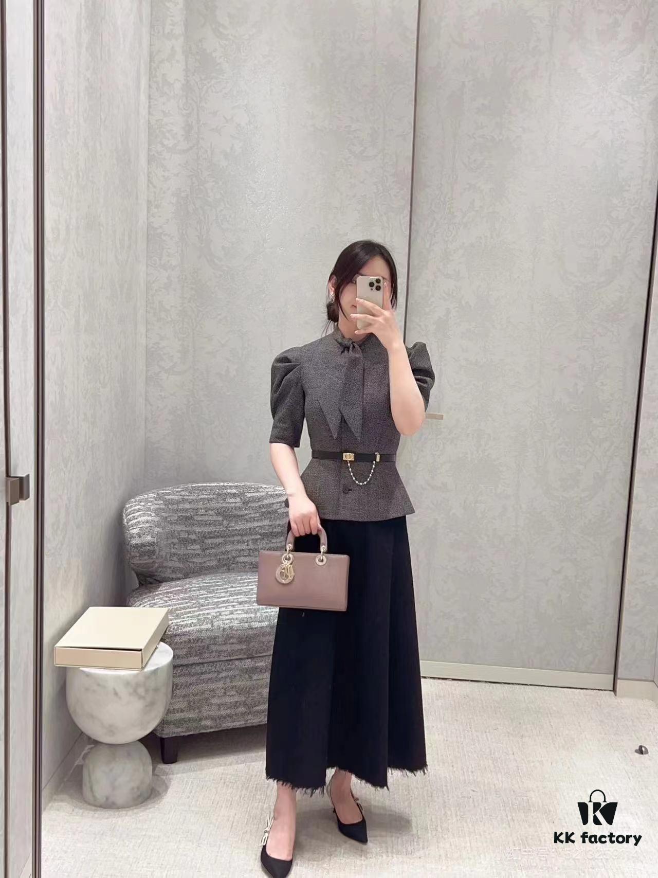 Large and Small Lady D-Sire My Abcdior Handbag in Blush Beige Crocodile-Embossed Calfskin Leather