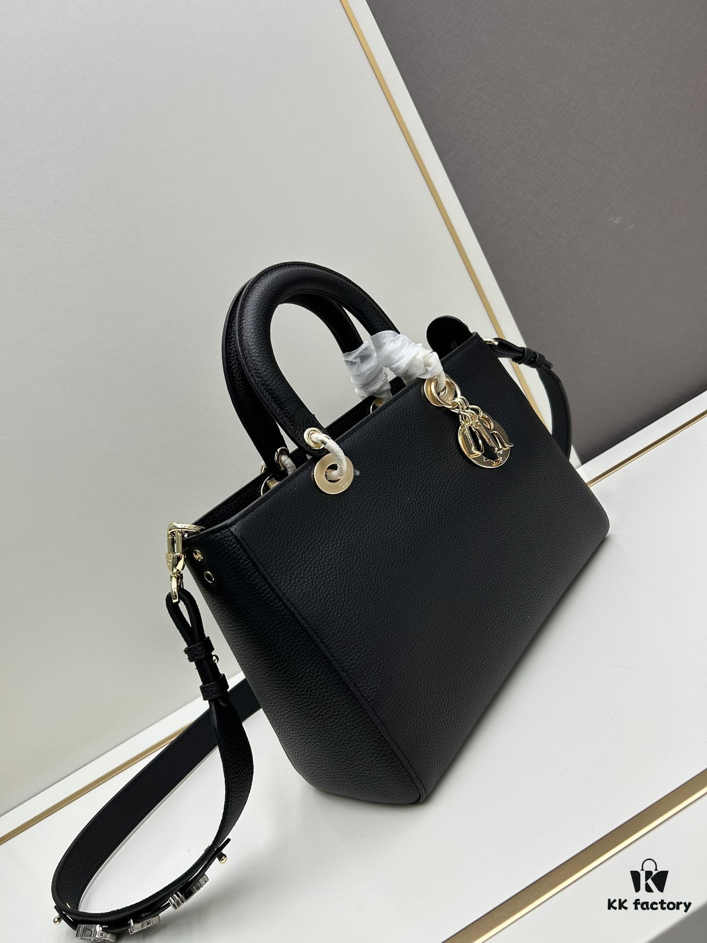 Large and Small Lady D-Sire My Abcdior Handbag in Blush Beige Cracked Calfskin