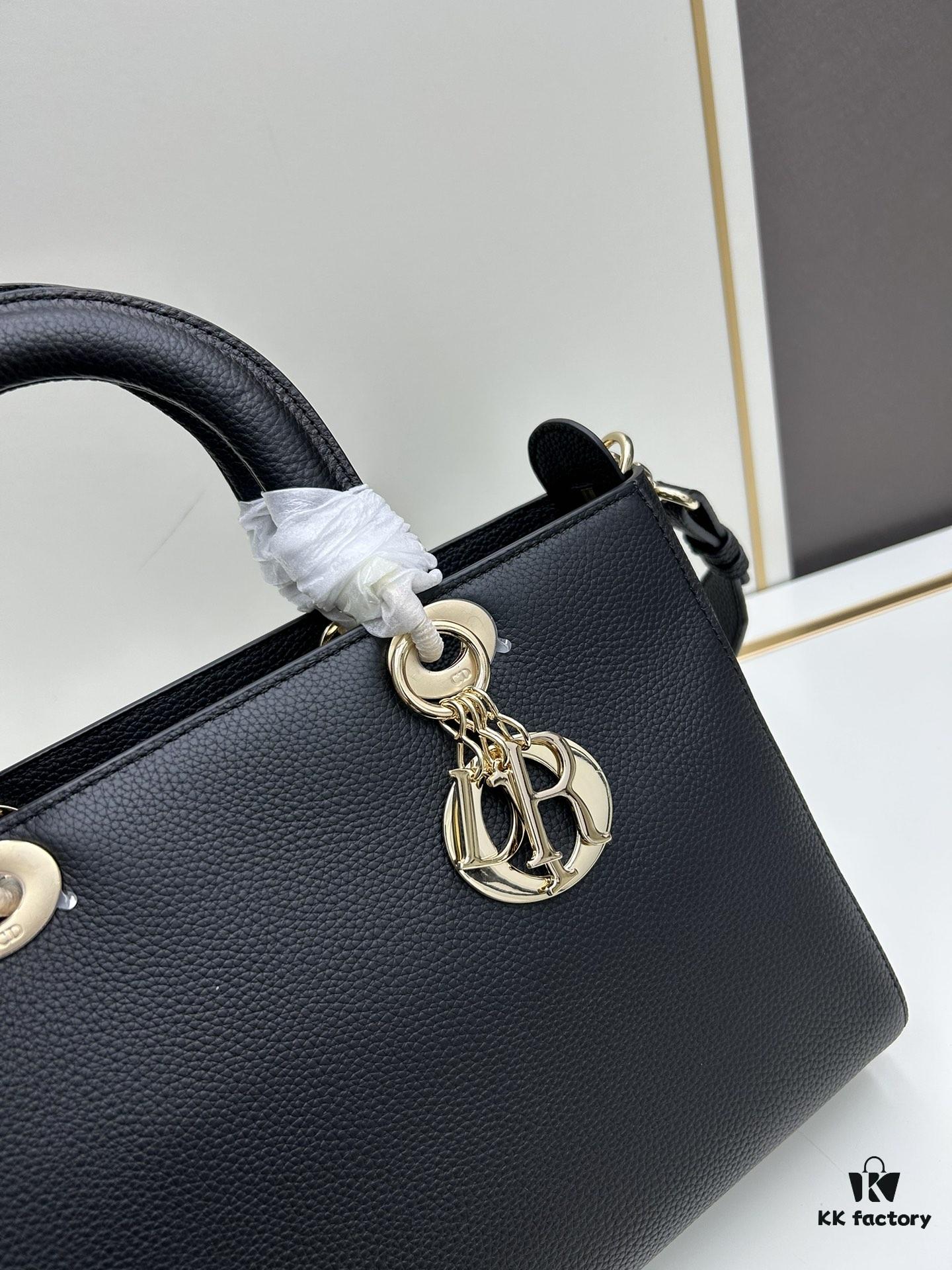 Large and Small Lady D-Sire My Abcdior Handbag in Blush Beige Cracked Calfskin