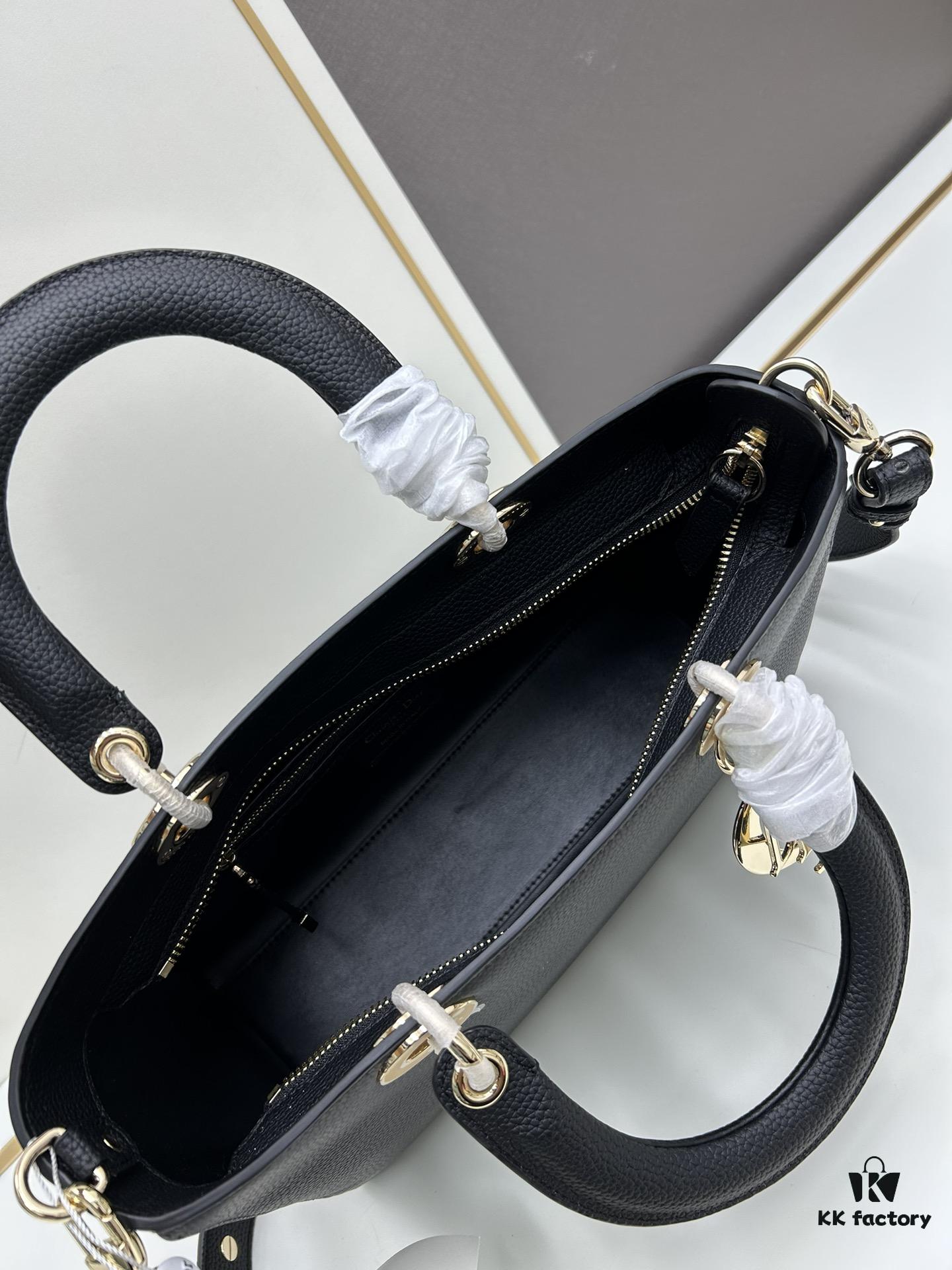 Large and Small Lady D-Sire My Abcdior Handbag in Blush Beige Cracked Calfskin