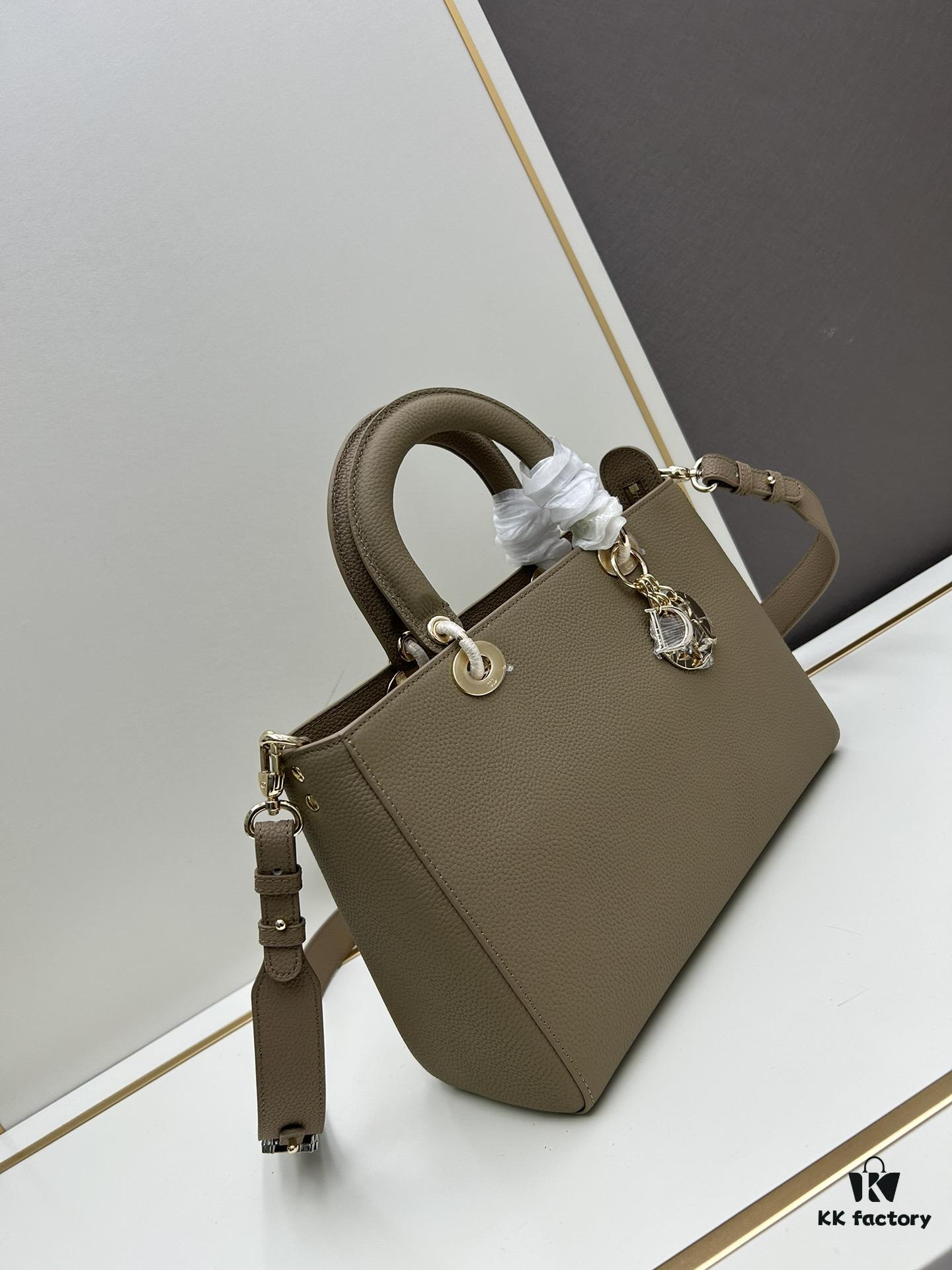 Lady D-Sire My ABCDior Large and Small Handbag in Blush Beige Cracked Calfskin Leather