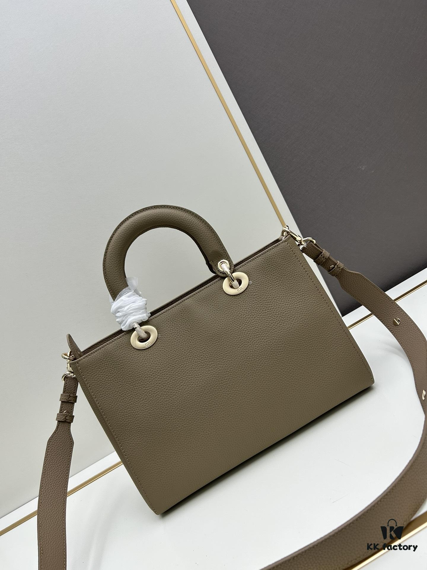 Lady D-Sire My ABCDior Large and Small Handbag in Blush Beige Cracked Calfskin Leather