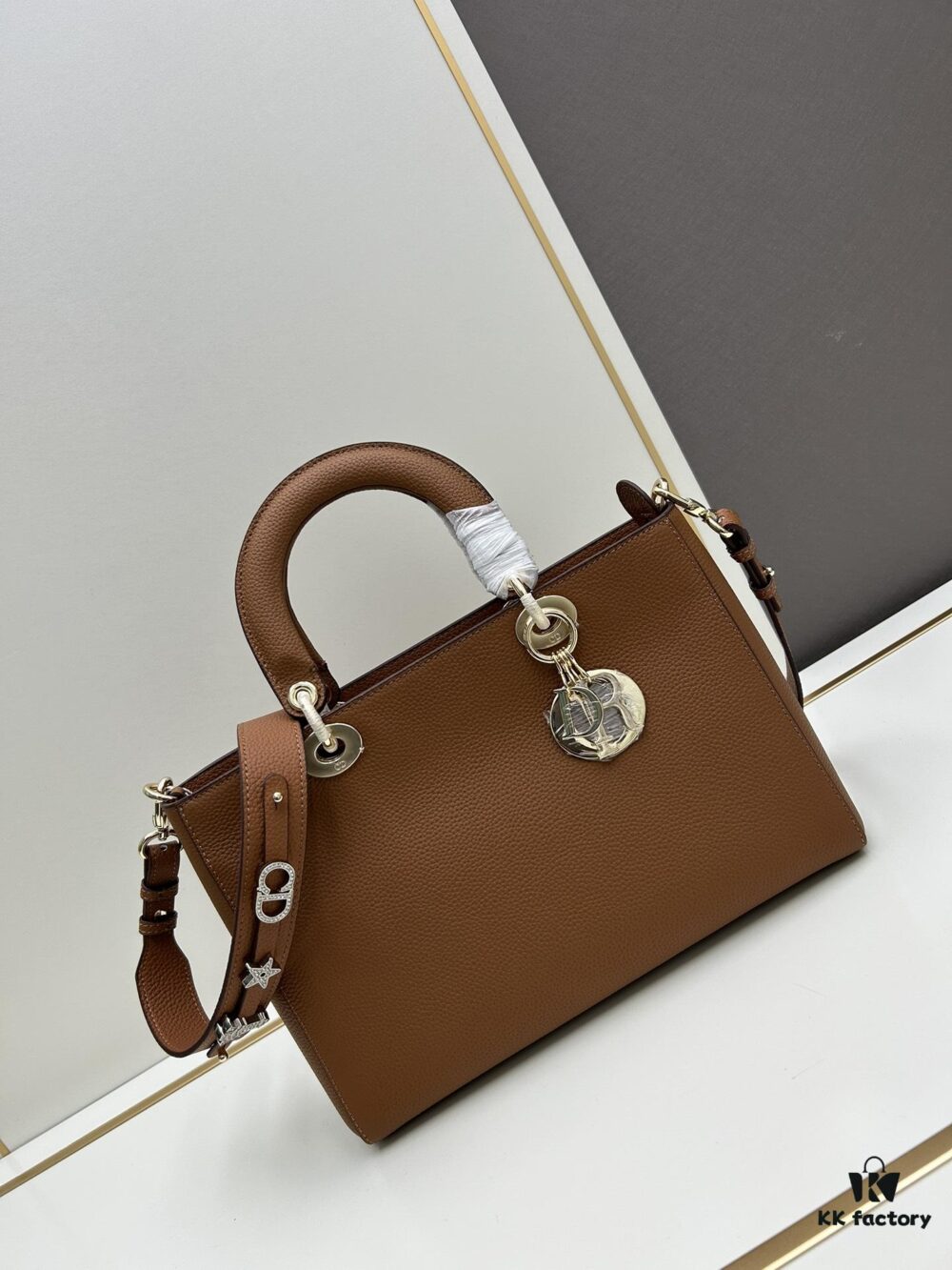 Large and Small Lady D-Sire My ABCDior Handbag in Blush Beige Crocodile-Embossed Calfskin Leather