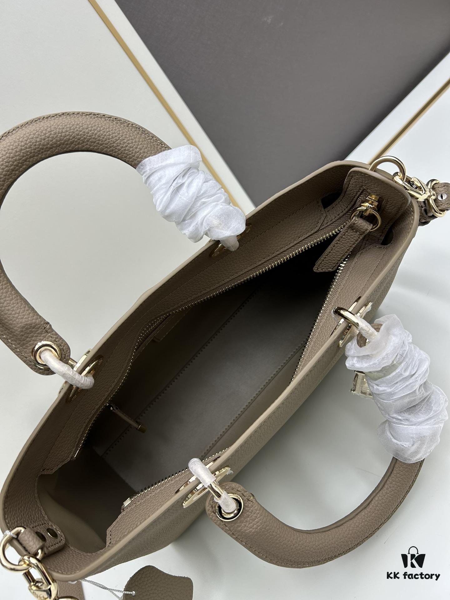 Lady D-Sire My ABCDior Large and Small Handbag in Blush Beige Cracked Calfskin Leather