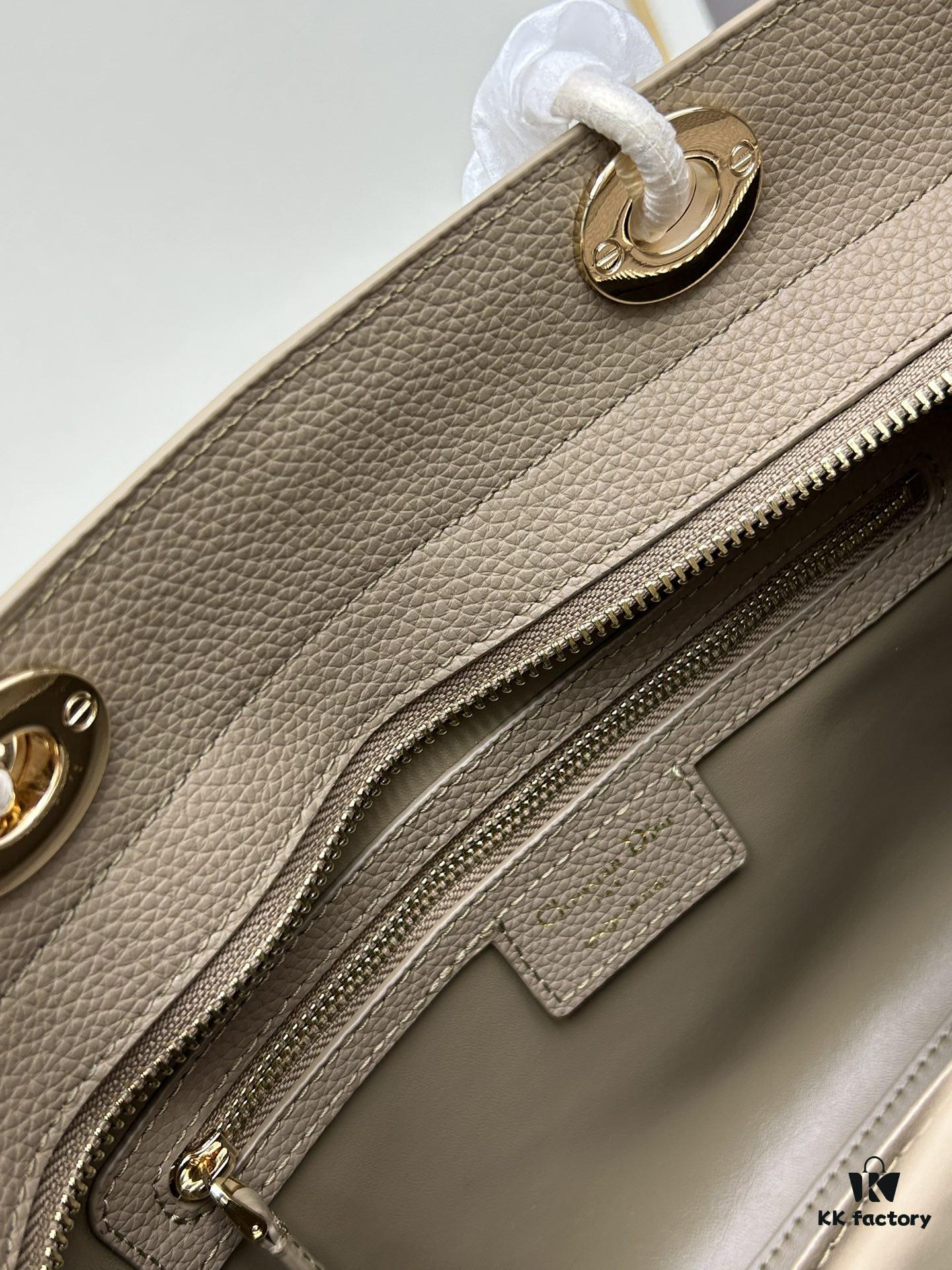 Lady D-Sire My ABCDior Large and Small Handbag in Blush Beige Cracked Calfskin Leather