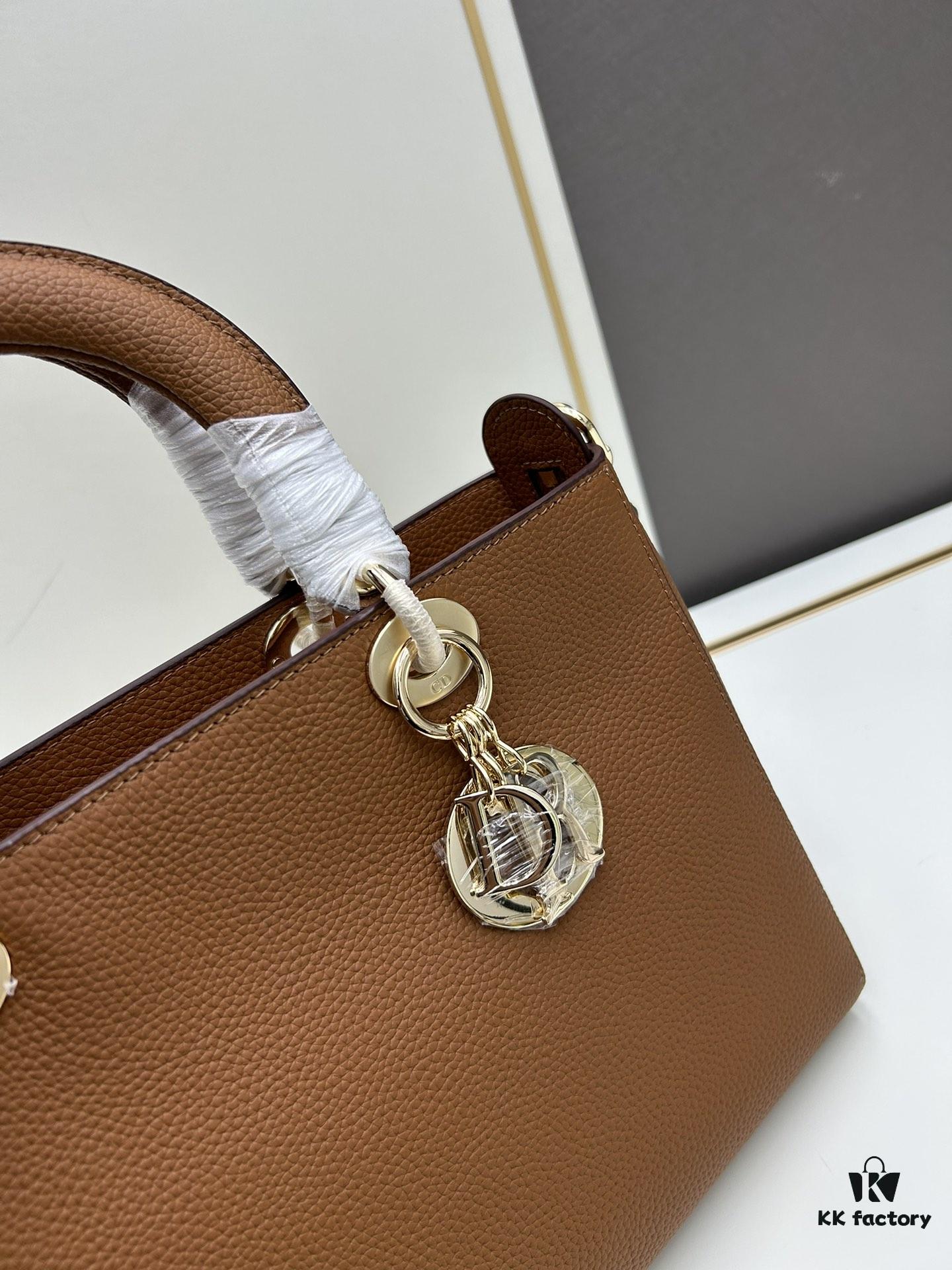 Large and Small Lady D-Sire My ABCDior Handbag in Blush Beige Crocodile-Embossed Calfskin Leather