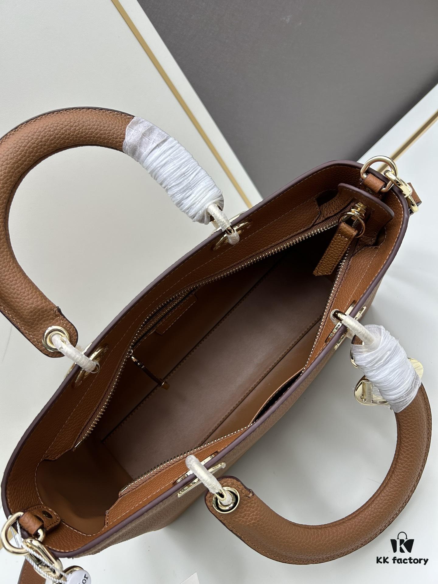 Large and Small Lady D-Sire My ABCDior Handbag in Blush Beige Crocodile-Embossed Calfskin Leather