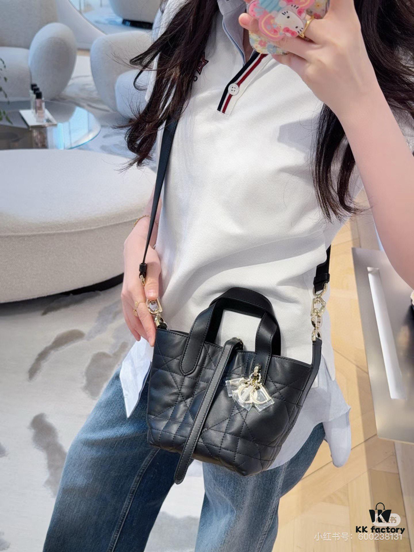 Dior Toujours Vertical Handbag in Blush Beige Calfskin Leather with Cannage Stitching