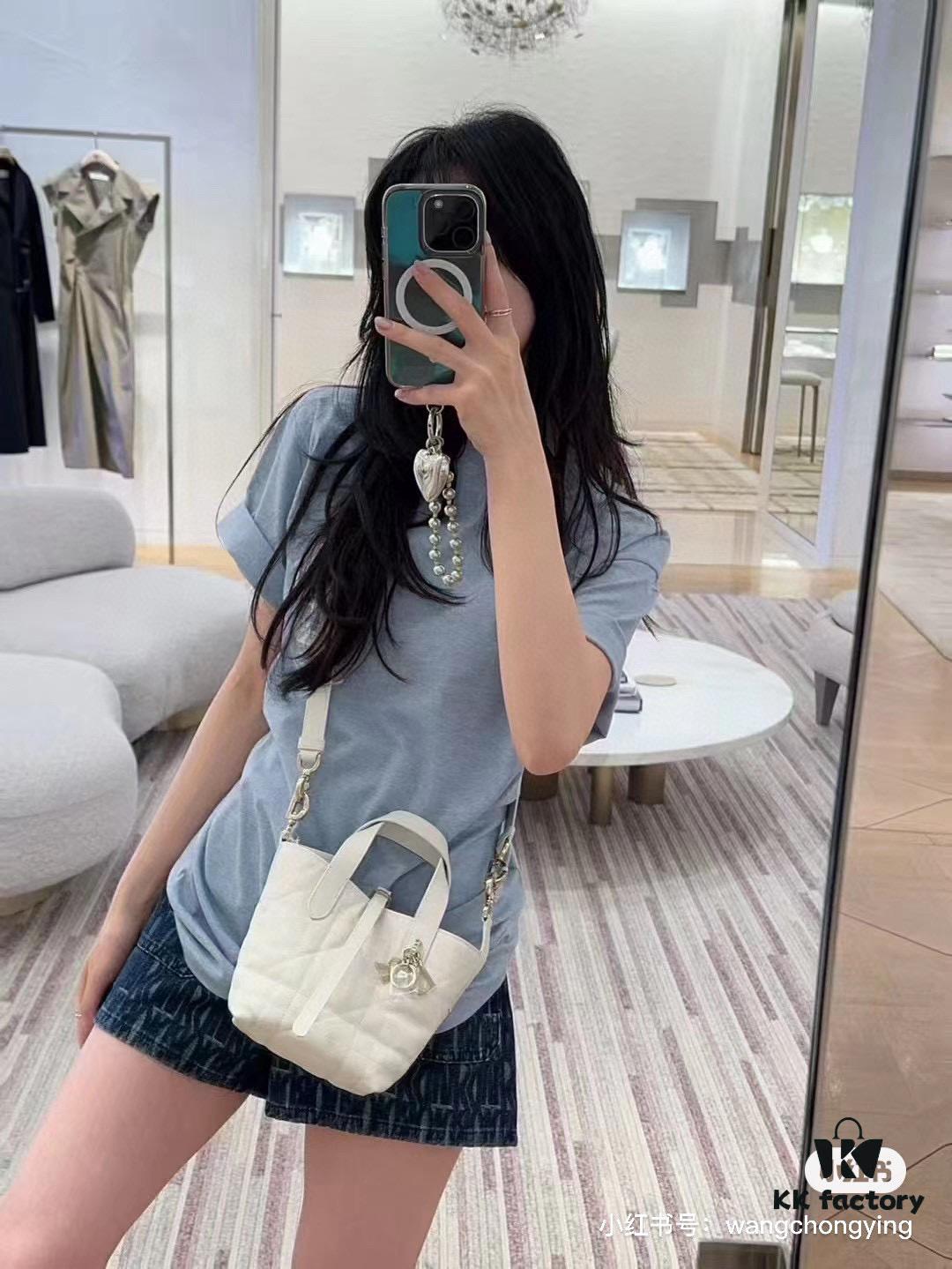 Dior Toujours Vertical Handbag in Blush Beige Calfskin Leather with Cannage Stitching