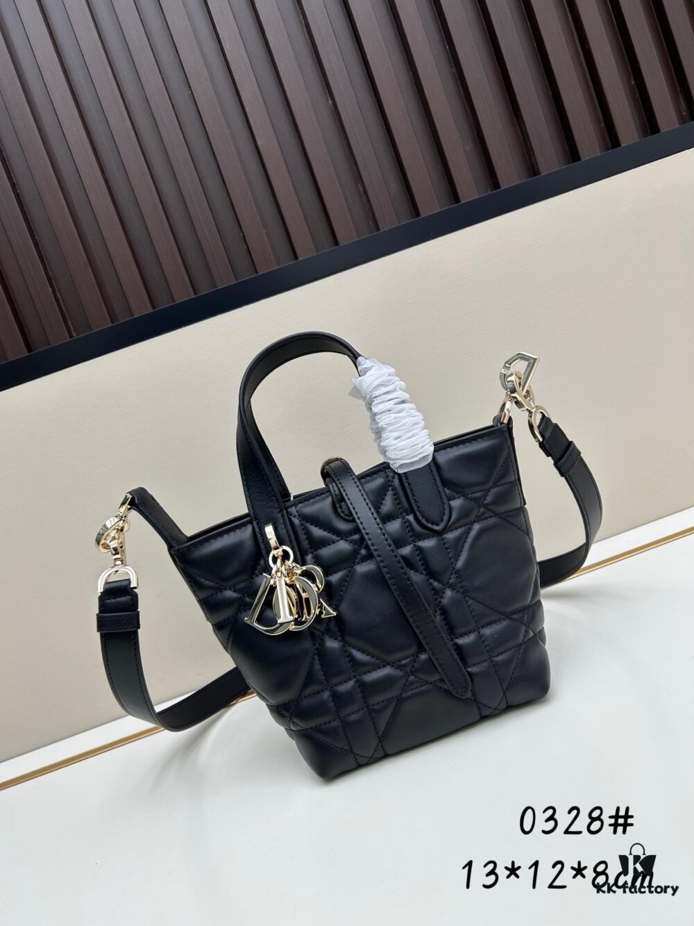 Dior Toujours Small Vertical Handbag in Blush Beige Calfskin with Cannage Stitching