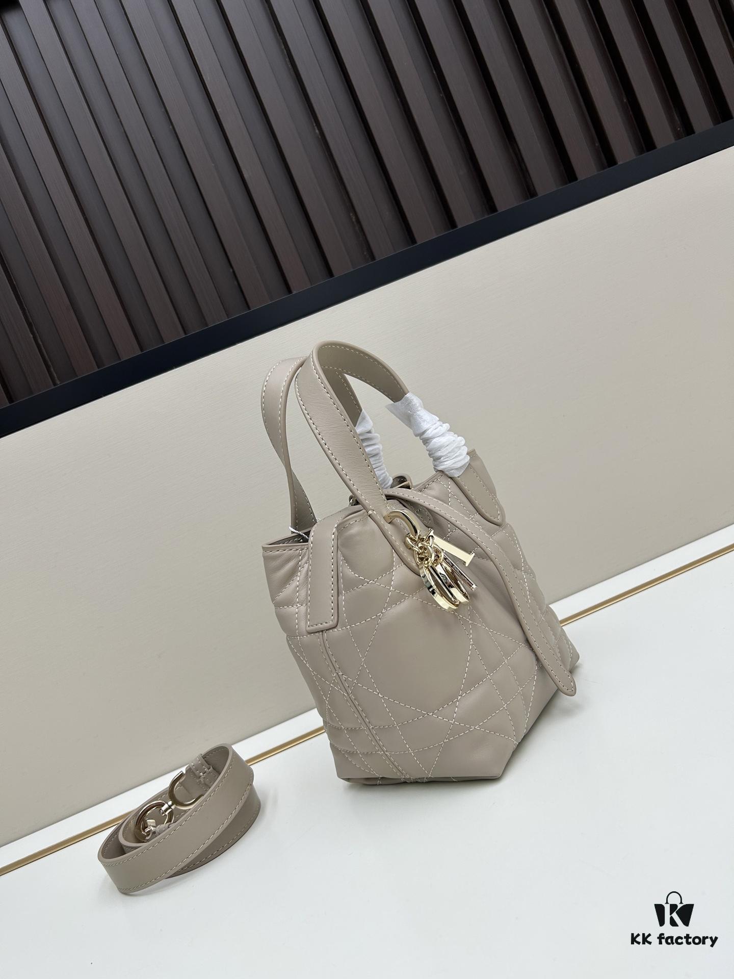 Dior Toujours Vertical Handbag in Blush Beige Calfskin Leather - Small Size